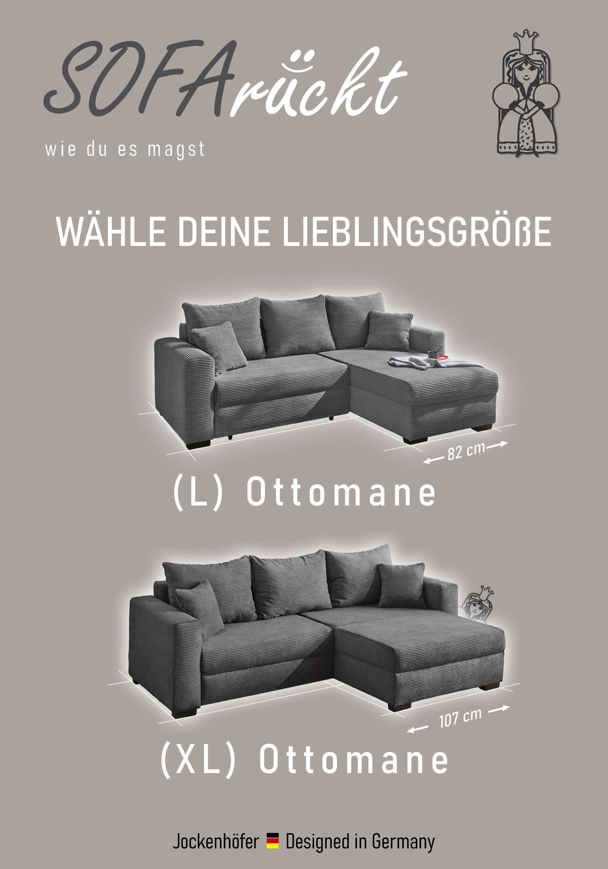 Jockenhöfer Gruppe Hoekbank Elmau, L-vorm, Breedte 235cm incl. bedfunctie, bedlade, ottomane links/rechts monteerbaar