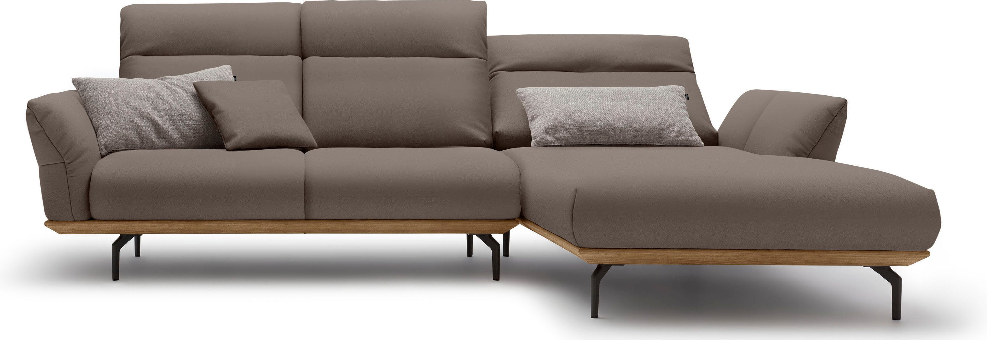 Creation BY ROLF BENZ Hoekbank Hs.460 Sokkel in walnotenhout, onderstel in umbra grijs, breedte 298 cm