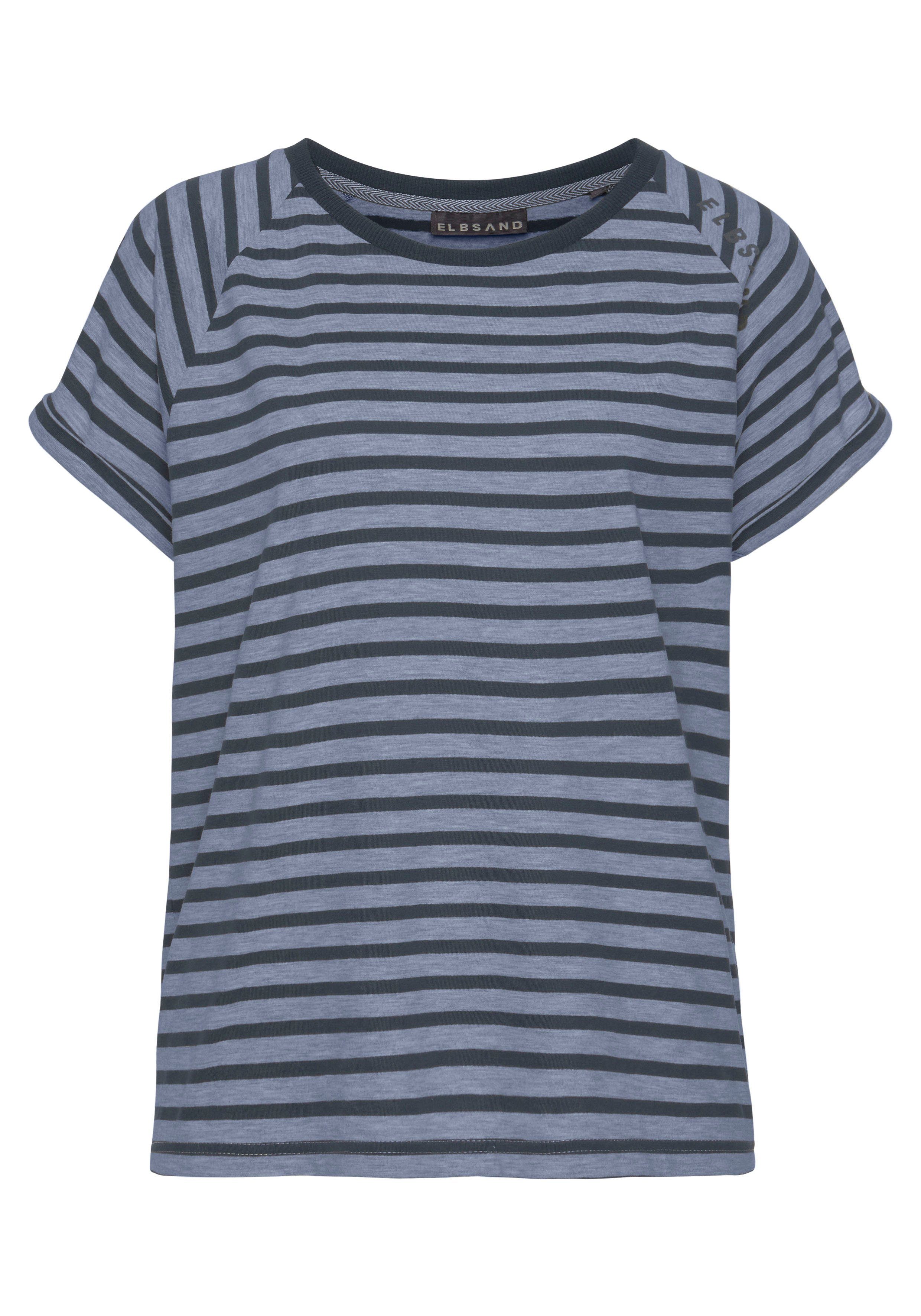 Elbsand Shirt met korte mouwen Caira met strepen, t-shirt van katoenmix, sportief en comfortabel