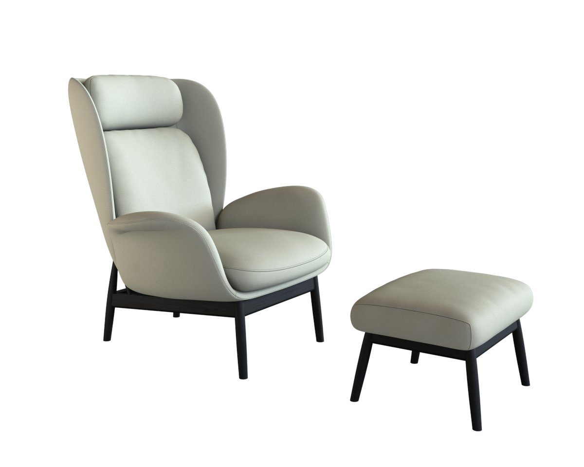 FLEXLUX Oorfauteuil Padova Stijl & comfort, organische vorm, geïntegreerde lendensteun, zwarte voet