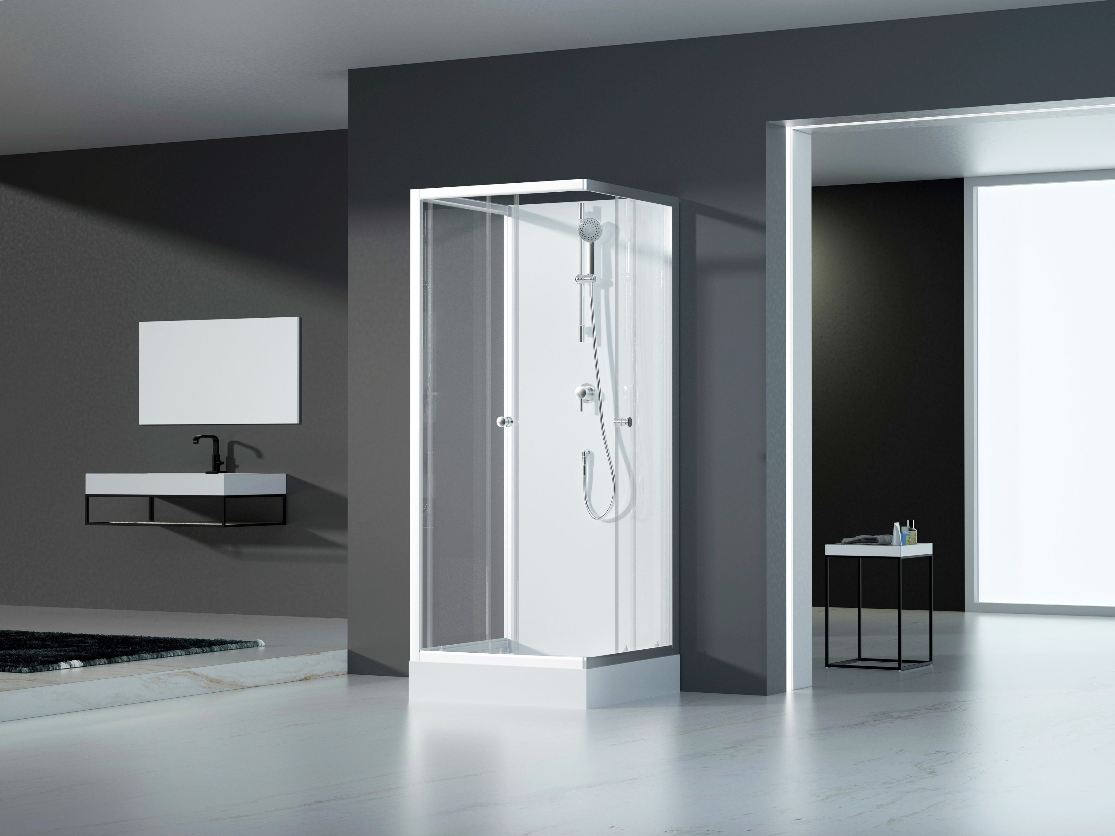 Marwell Complete douche White Dream inclusief kranen, 90 cm x 90 cm douchecabines wit
