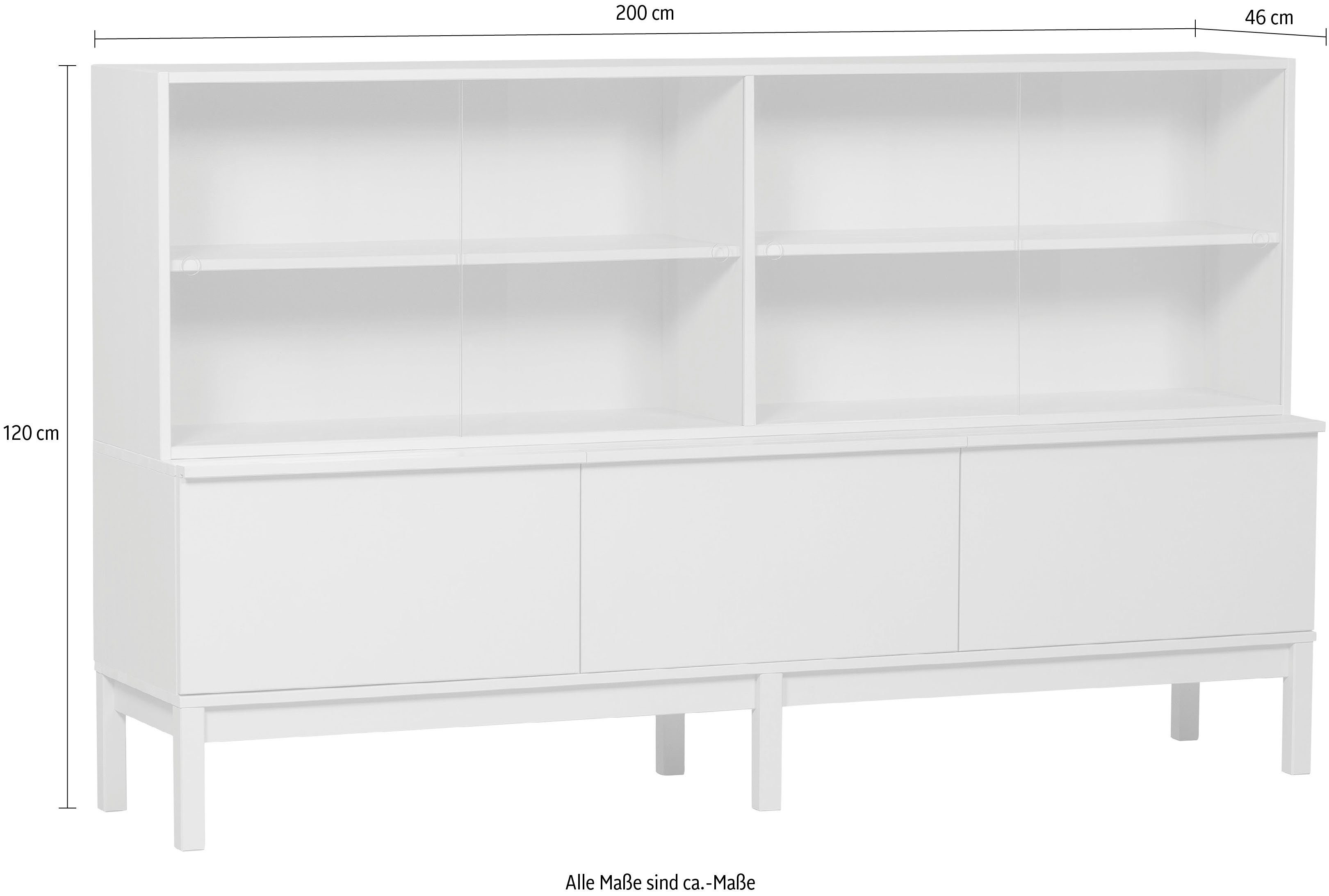WOOOD Buffetkast Combinatie-klink veel opbergruimte, met glazen schuifdeur, breedte 200 cm