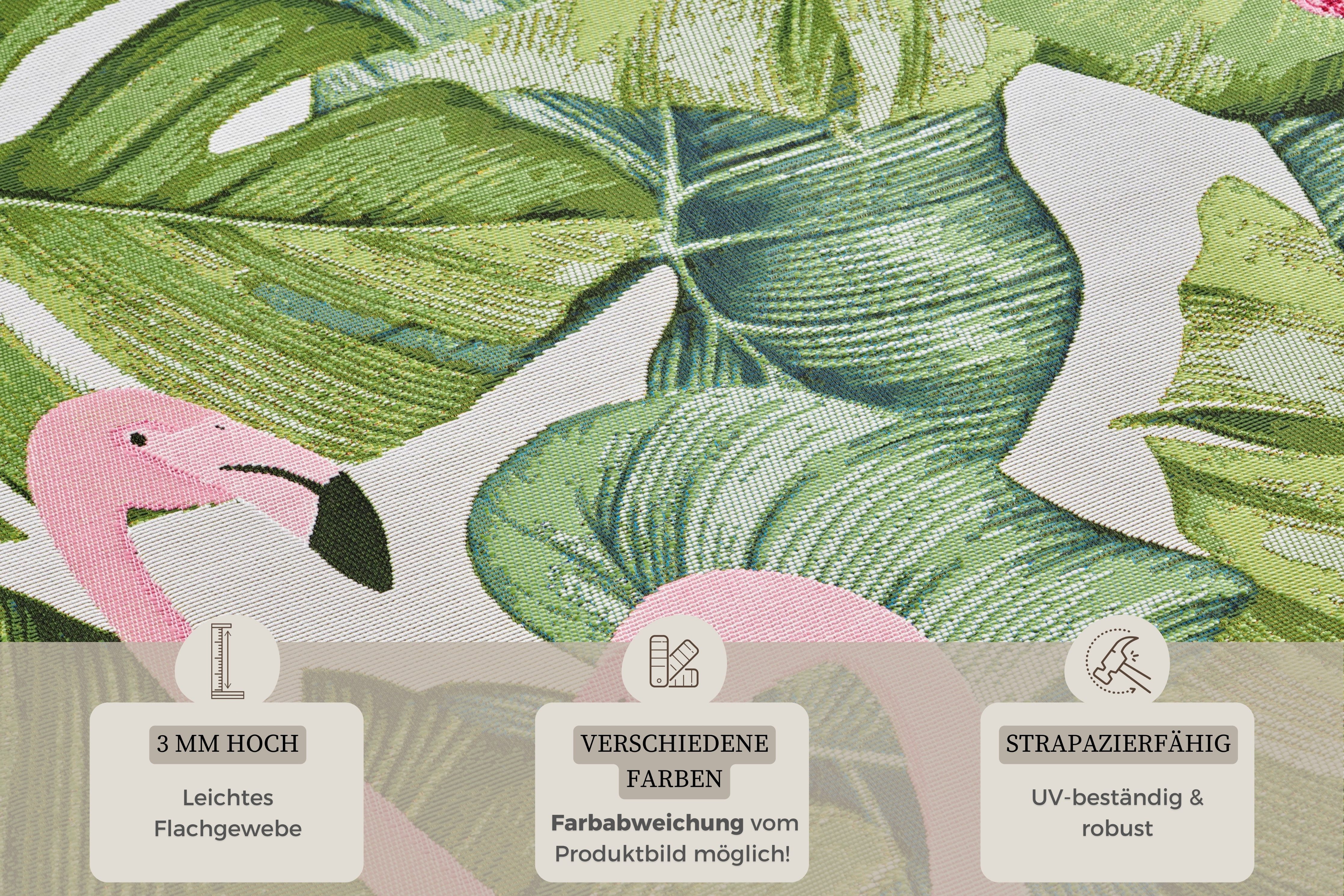 HANSE Home Outdoorkleed Tropical Flamingo In-& outdoor, tapijt, weerbestendig, balkon, tuin, woonkamer, floraal