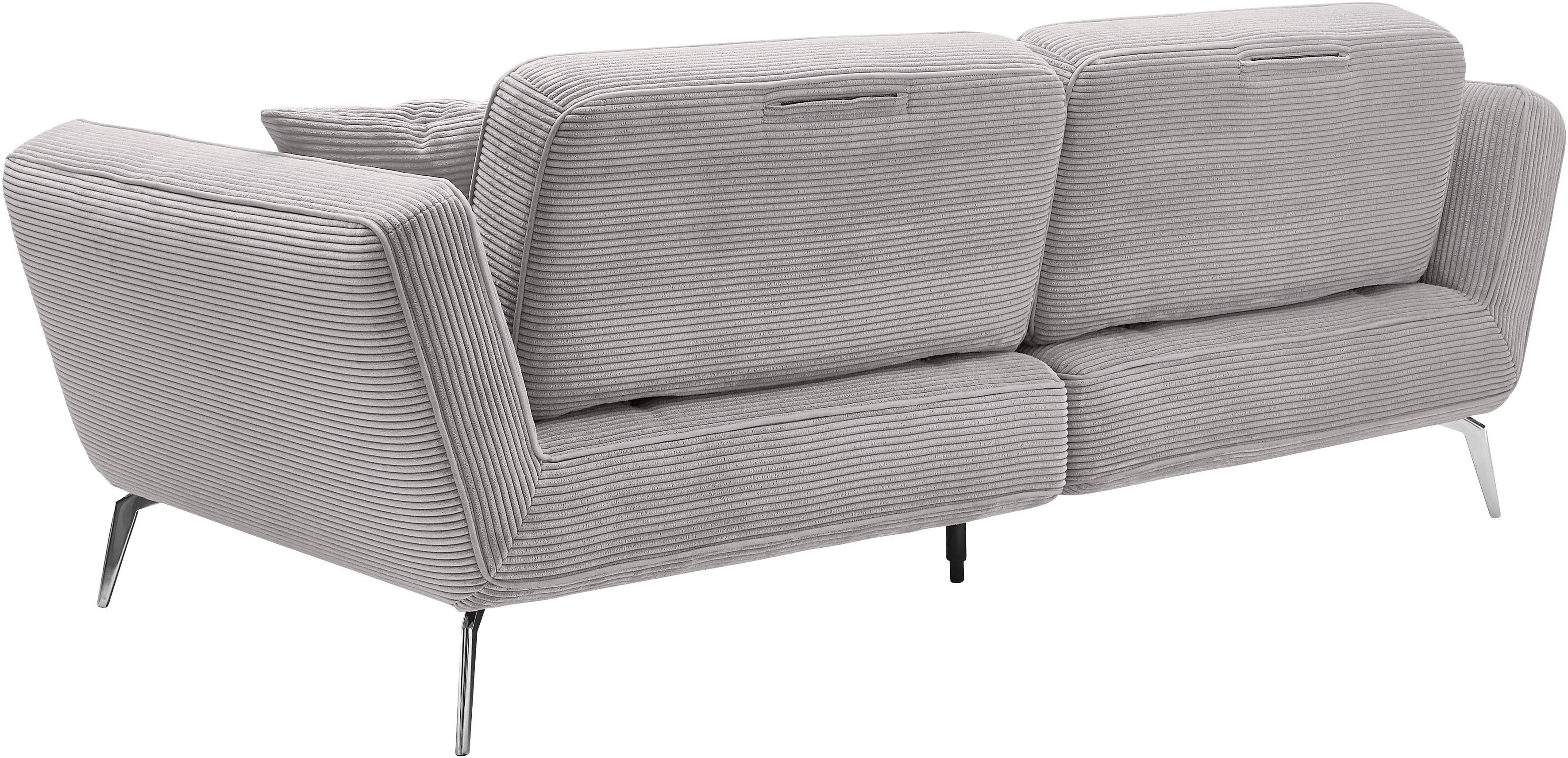 set one by Musterring Megabank SO 4500 Voeten chroomkleurig, optioneel met hoofdsteun, breedte 260cm, in cord