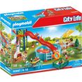 playmobil constructie-speelset zwembadfeest met glijbaan (70987), city life made in germany (159 stuks) multicolor