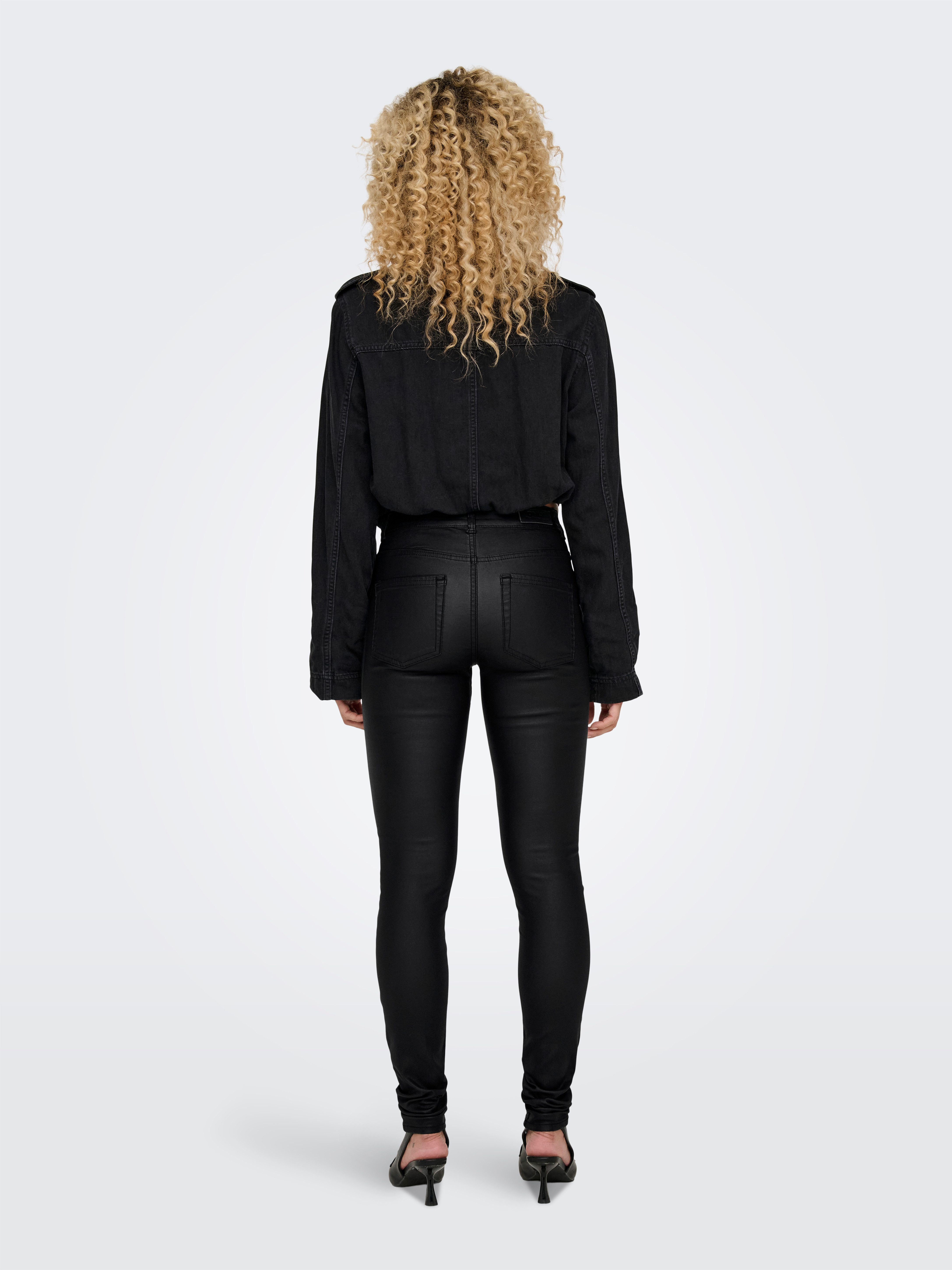 Only Imitatieleren broek ONLBLUSH-ROCK LIFE MW STUD COATED SK PNT