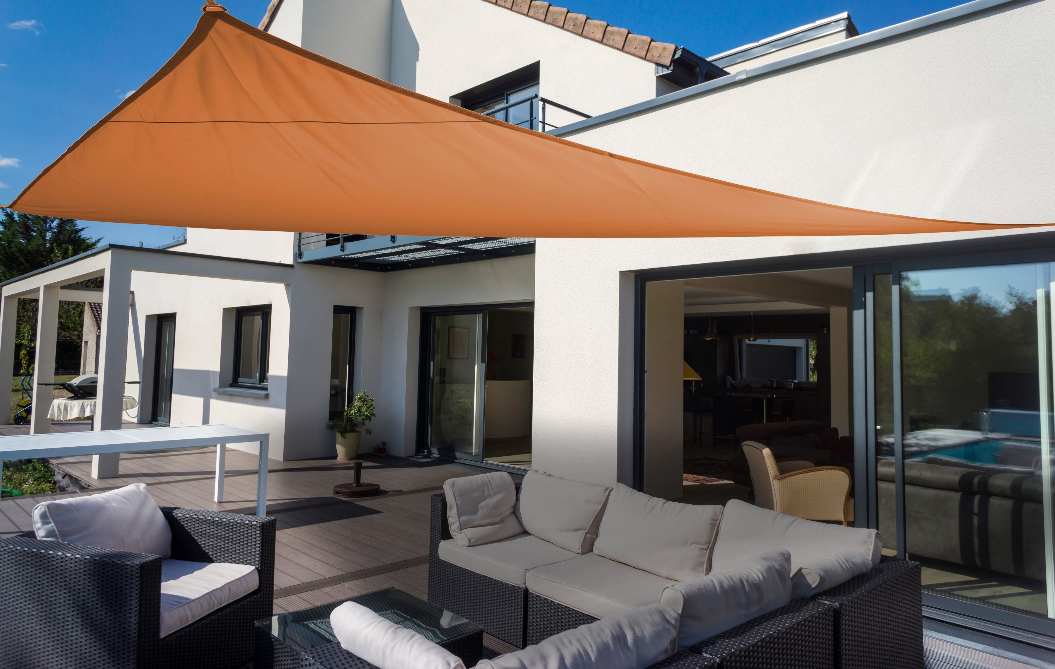 Floracord Schaduwdoek Driehoek B: 460 cm, terracotta zonneschermen