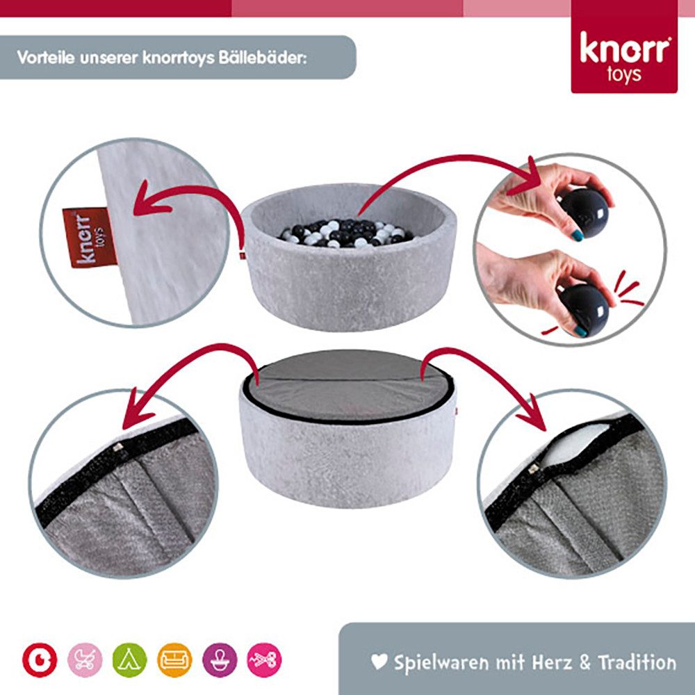Knorrtoys® Ballenbak Soft, teddy pink met 150 ballen grijs/wit/transparant, gemaakt in europa