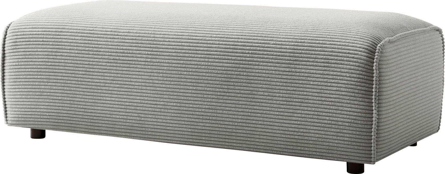 LeGer Home by Lena Gercke Hocker PIARA, poef met biesnaad in cord of linnenlook bij de serie piara, rechthoekig, zwarte voeten, comfortabel zitcomfort