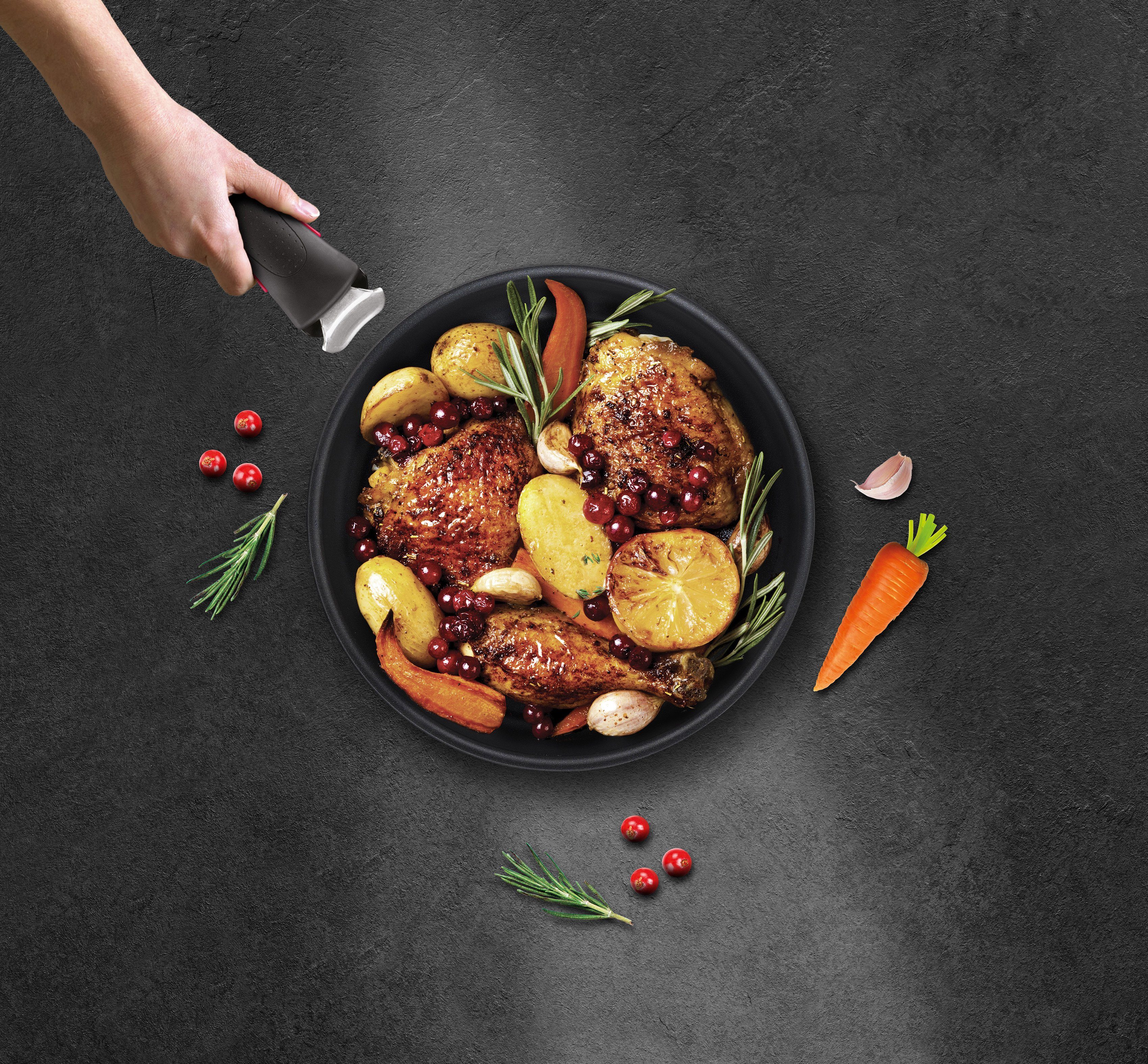 Tefal Pannenset L76491 Ingenio Ultimate, kookpan set inductie, anti-aanbaklaag geschikt voor alle kookplaten, thermo-signaal bij ideale baktemperatuur (set, 10-delig)
