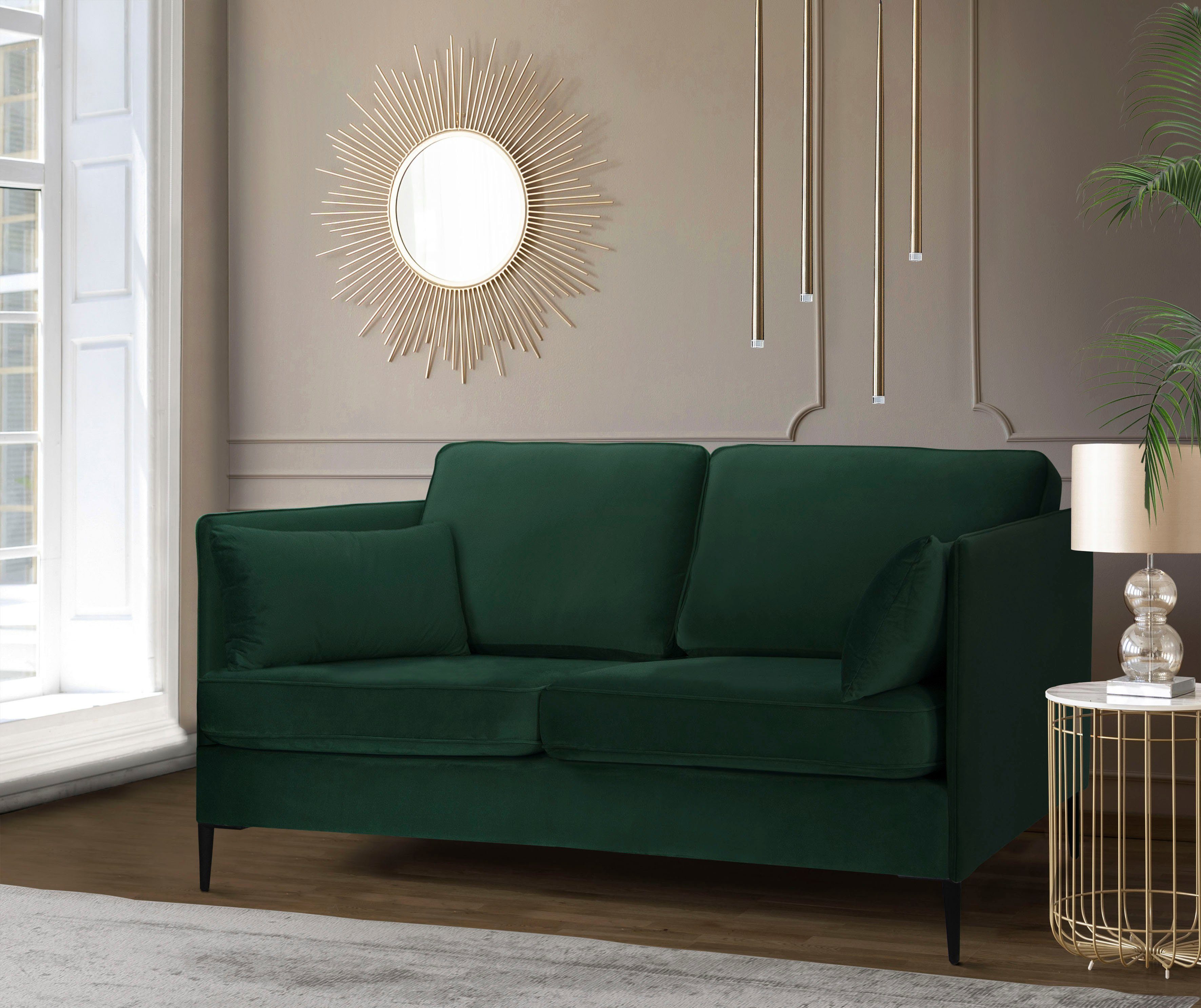 Leonique 2-zitsbank Light inclusief losse sierkussens, met smalle armleuningen en telescooppoten groen, 2-zitsbanken, 130 cm