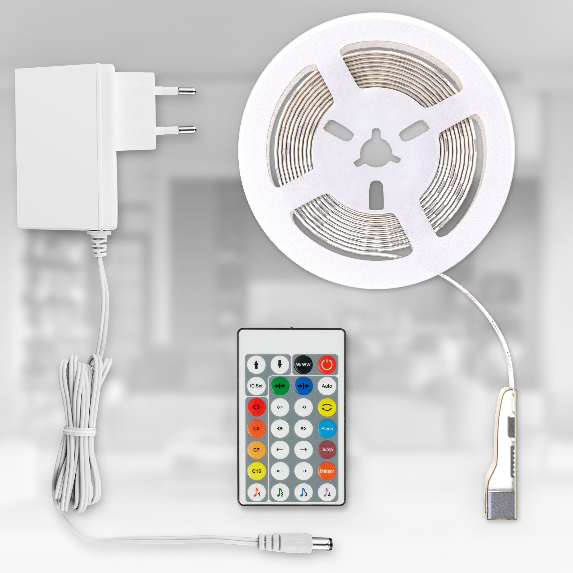 B.K.Licht Led-strip RGBIC LED strip, 10 m, met muzieksensor Lichtstrip, band met kleurverandering, met afstandsbediening, zelfklevend (1 stuk)