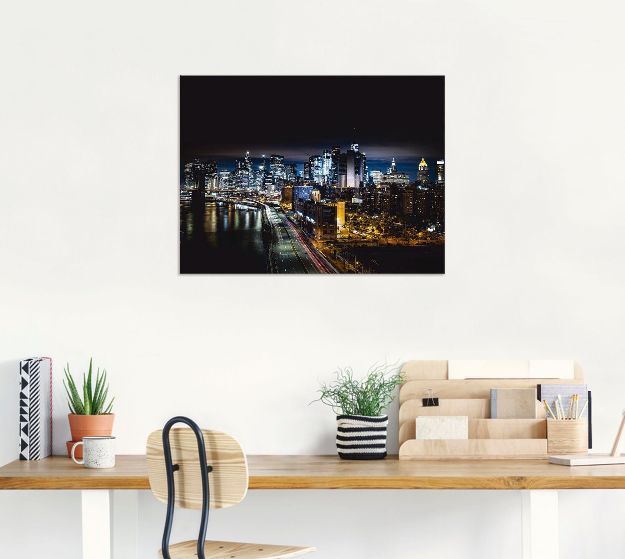 Artland Artprint Nacht in New York als artprint van aluminium, artprint op linnen, muursticker of poster in verschillende maten