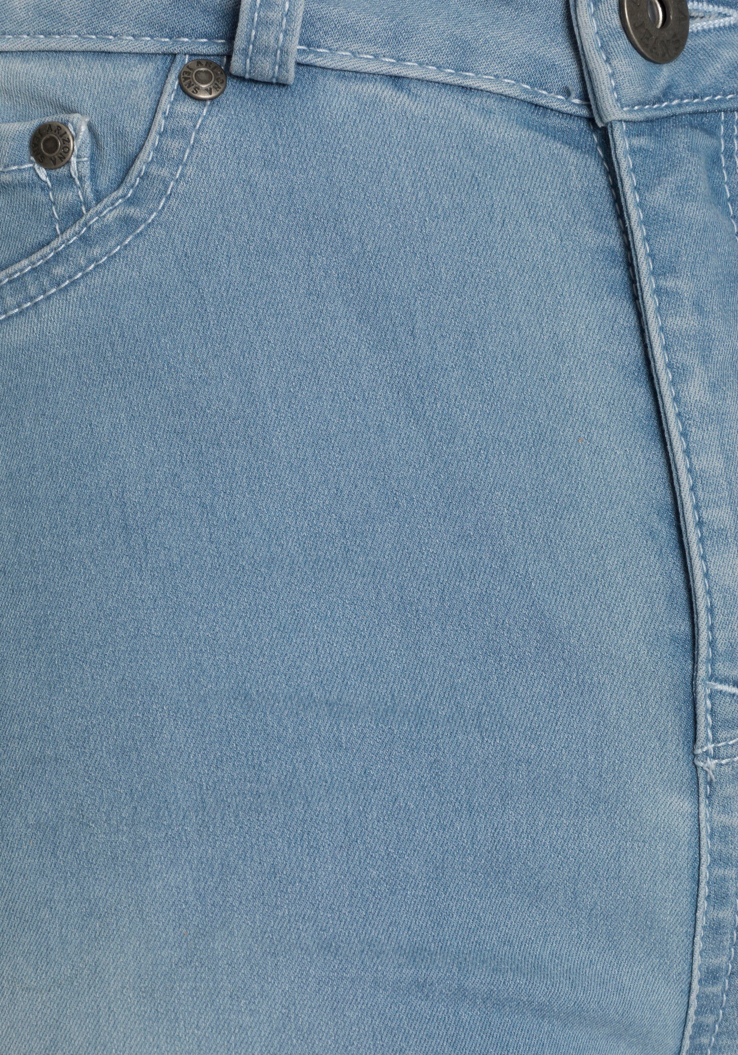 Arizona Bootcut jeans Ultra Stretch uitlopende pasvorm, used-wassing, hoge taille