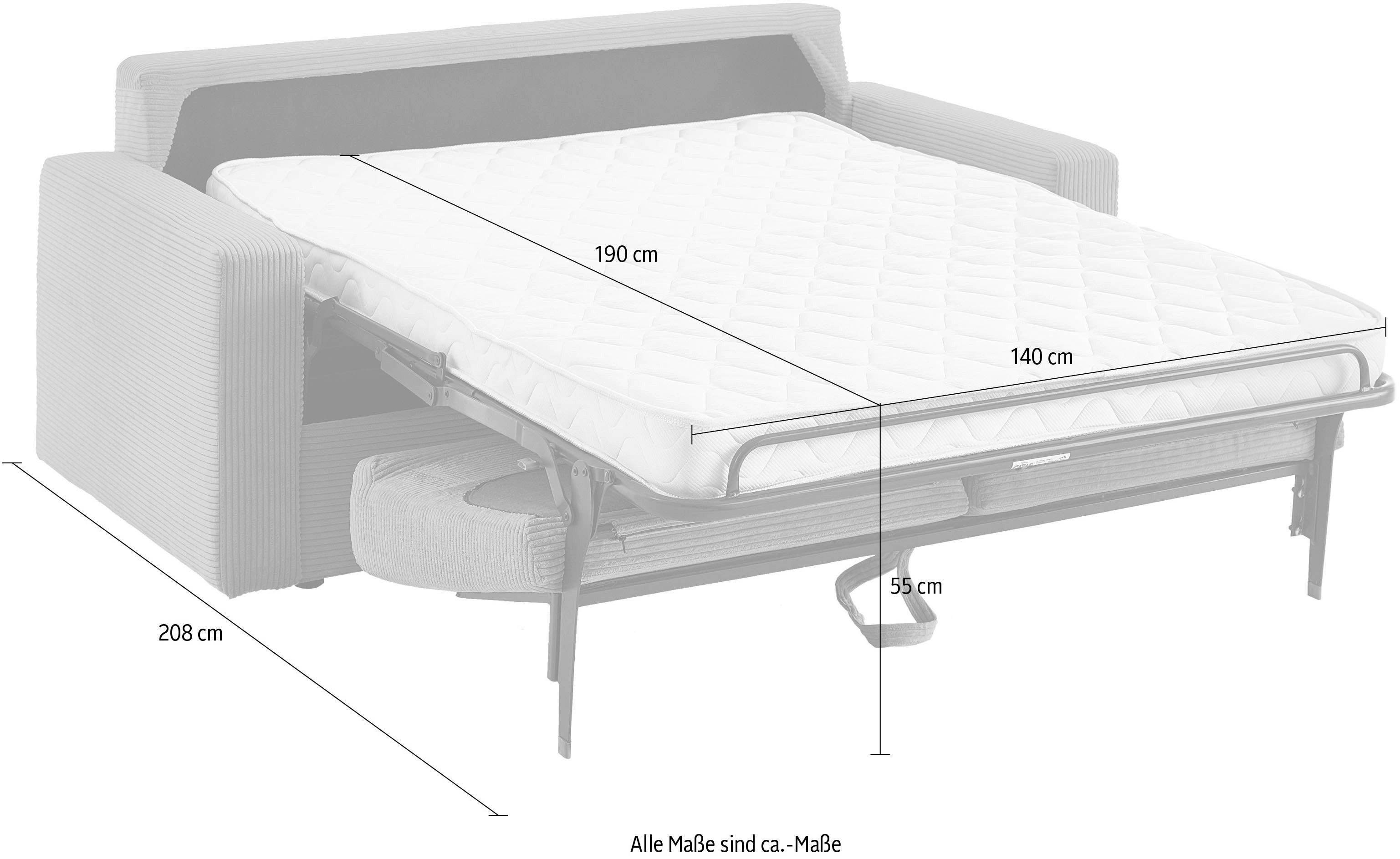 ATLANTIC home collection Slaapbank Rolando geschikt als volwaardig bed inclusief hoogwaardig matras