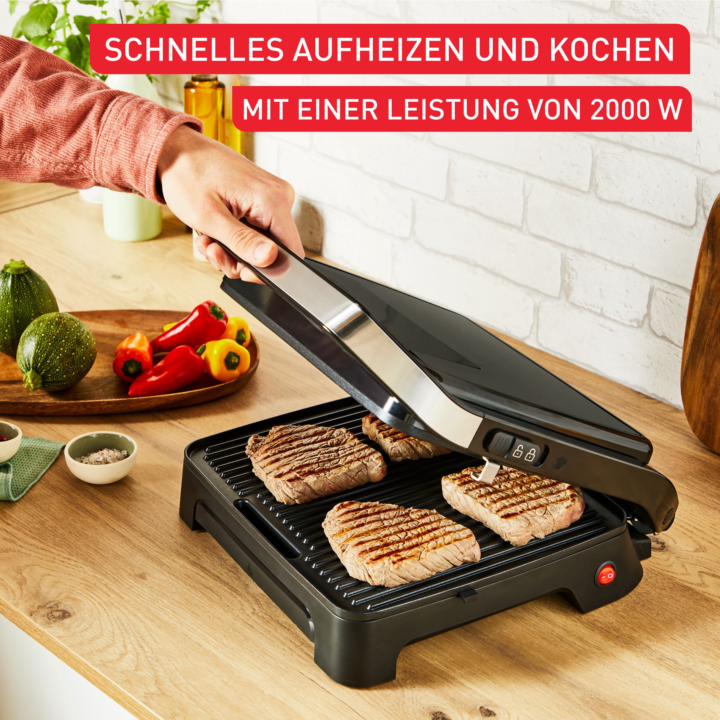 Tefal Contactgrill Inicio Classic, 2-in-1 Panini/Grill, antihaftbeschichtete Platten