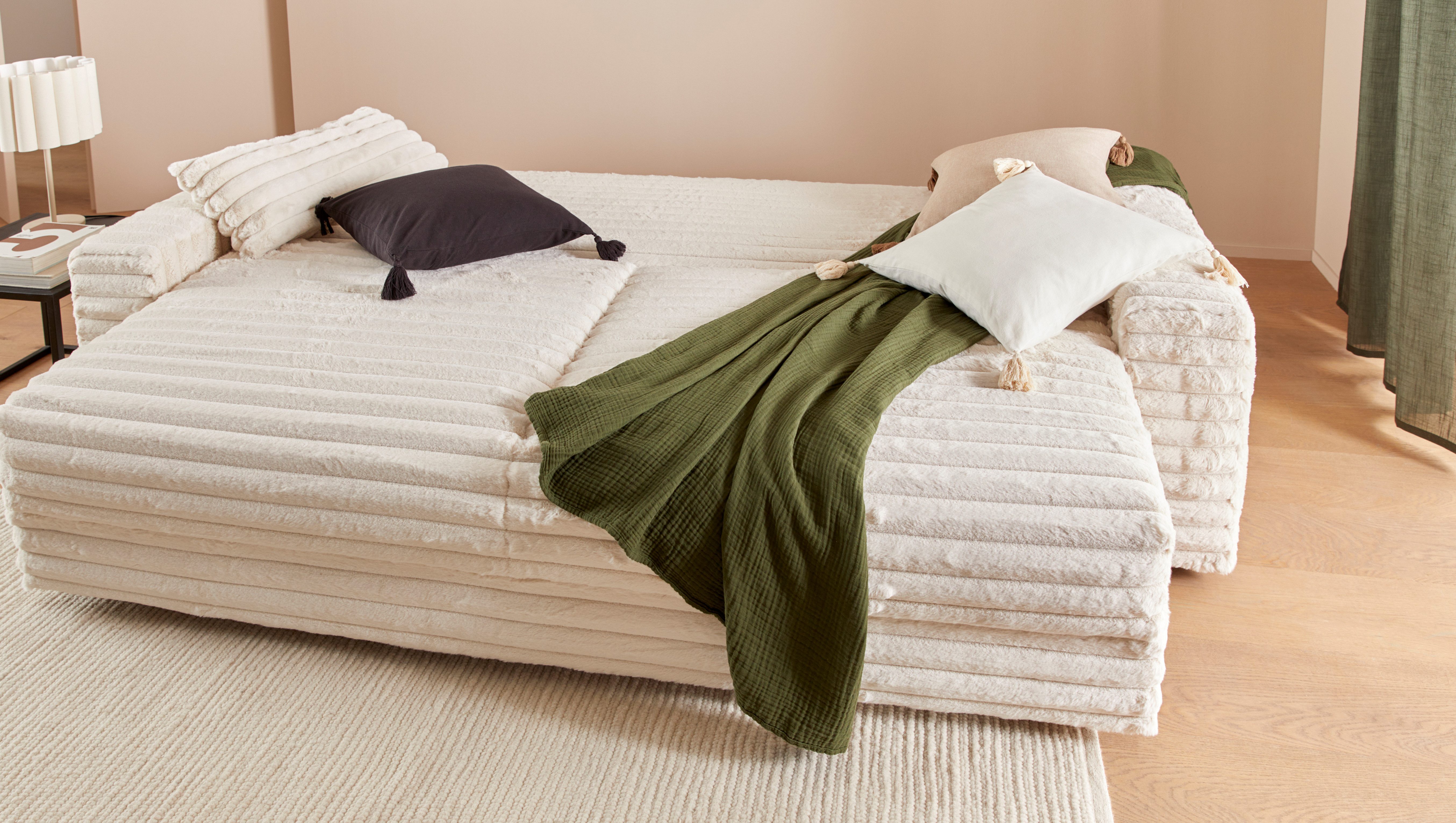 LeGer Home by Lena Gercke Slaapbank Imoga, kussen met slaapfunctie, 3-zits bank, bank met bedlade in moderne kleuren en stoffen, bedfunctie, ligoppervlak: 200x150 cm