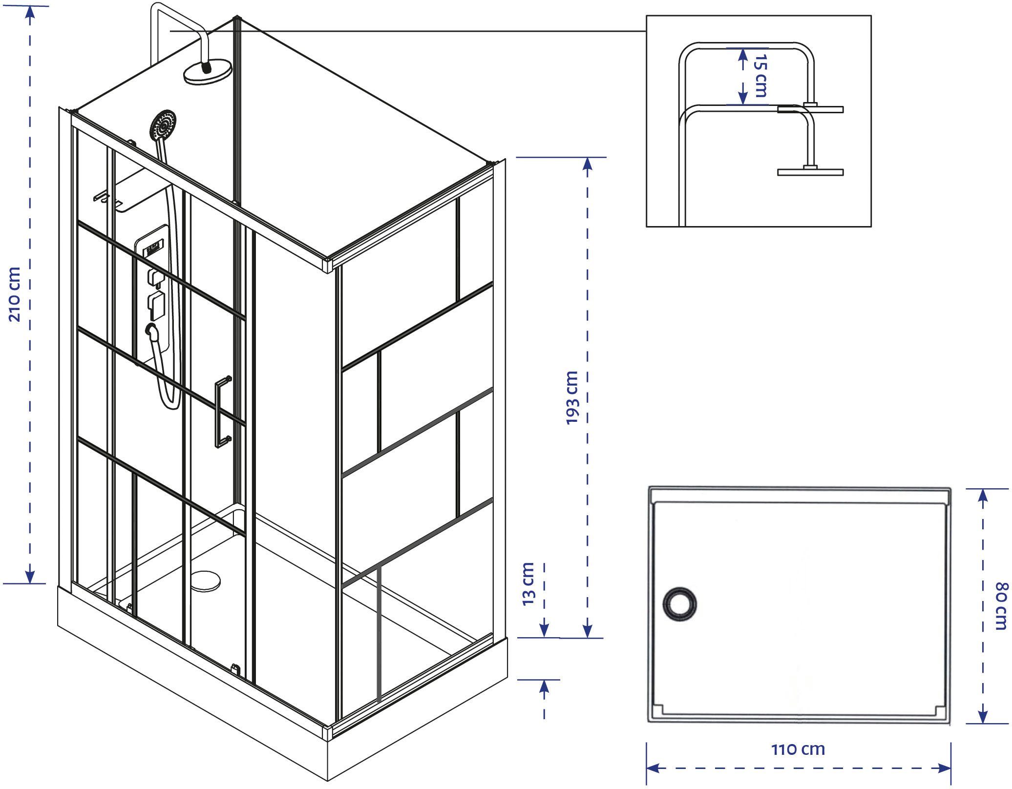 Marwell Complete douche Bricks inclusief kranen, 110 cm x 80 cm