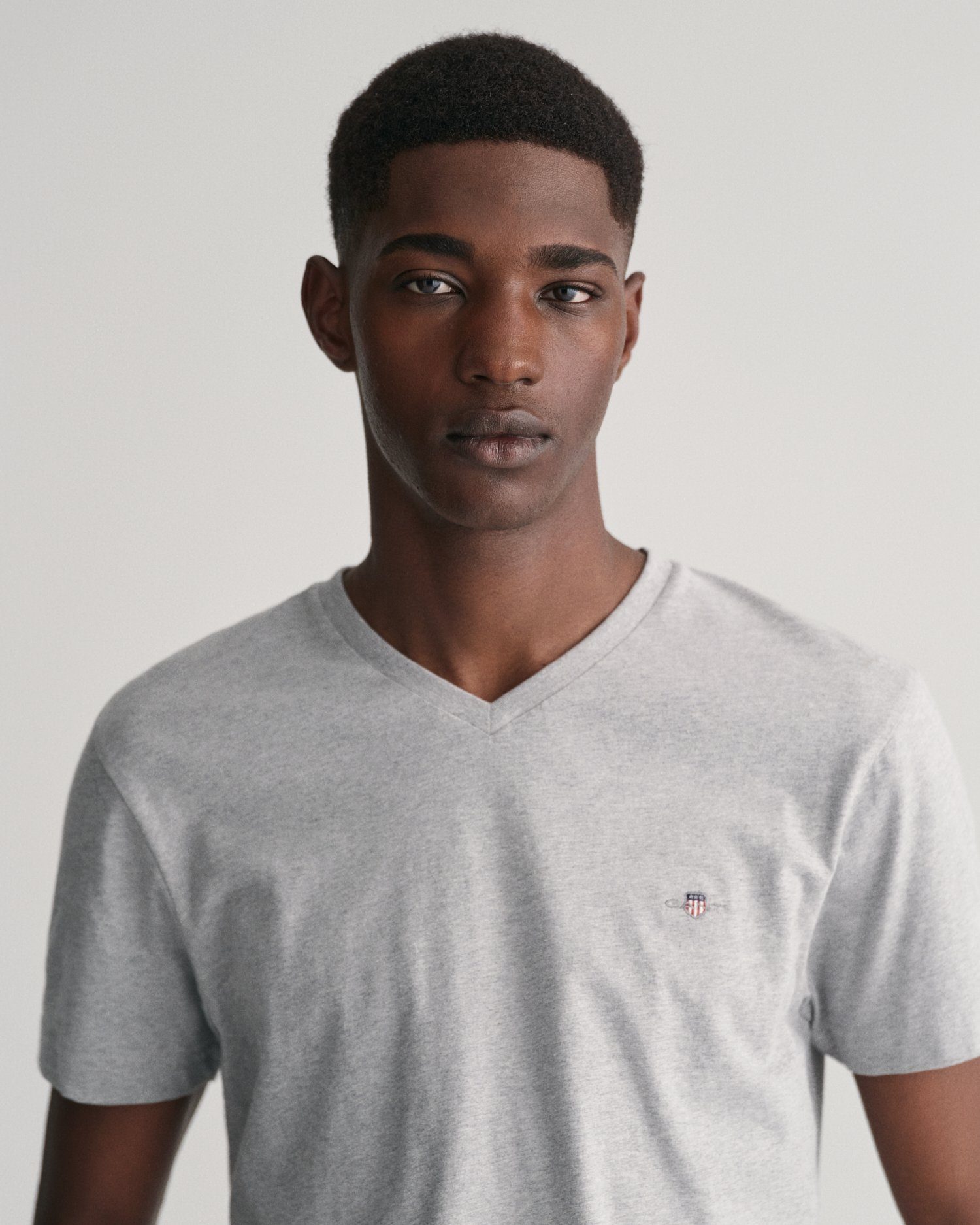 Gant T-shirt SLIM SHIELD V-NECK T-SHIRT met een klein geborduurd logo op de borst