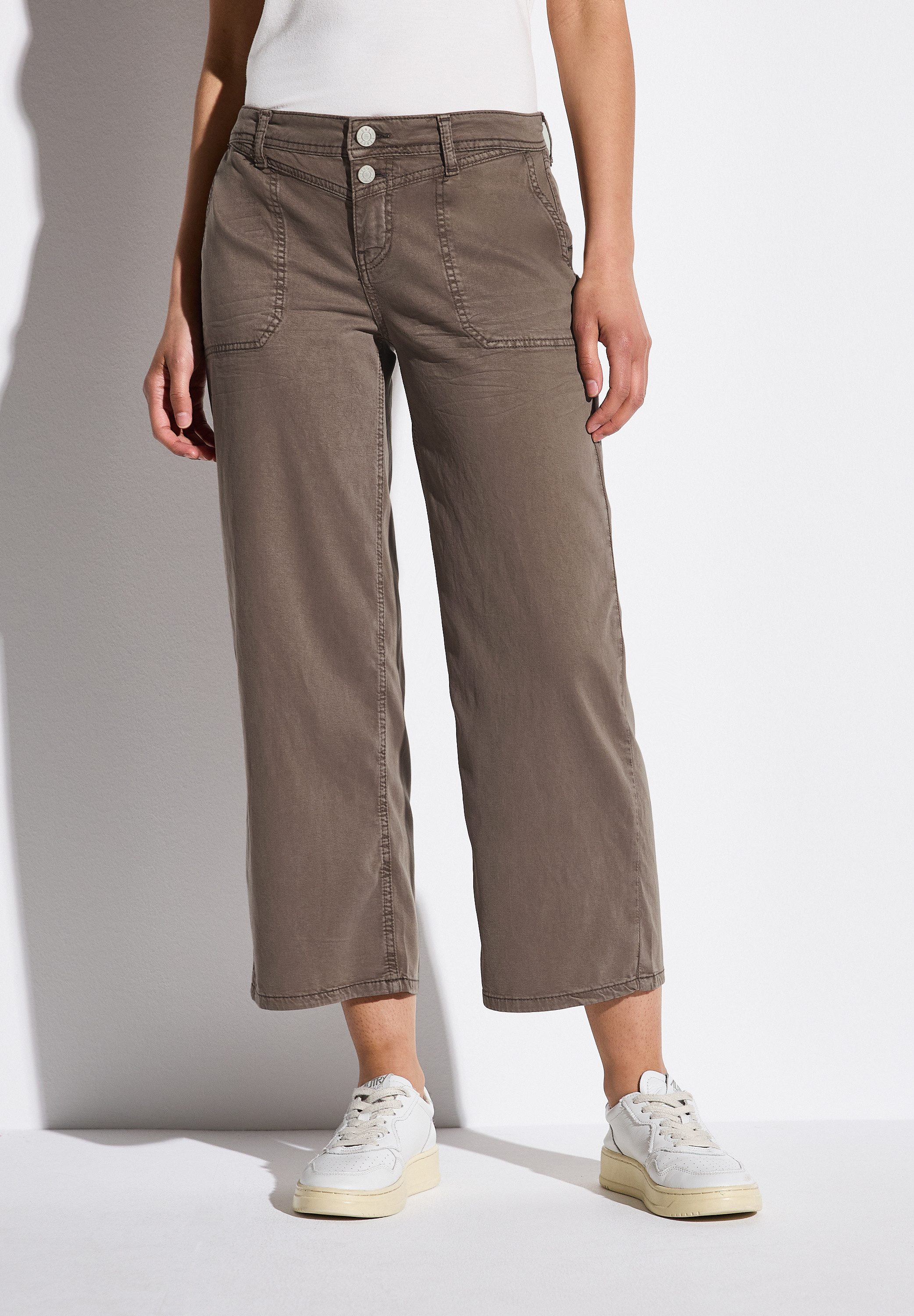 STREET ONE Wijde jeans in culotte-stijl dames wide leg jeans maat 32 bruin