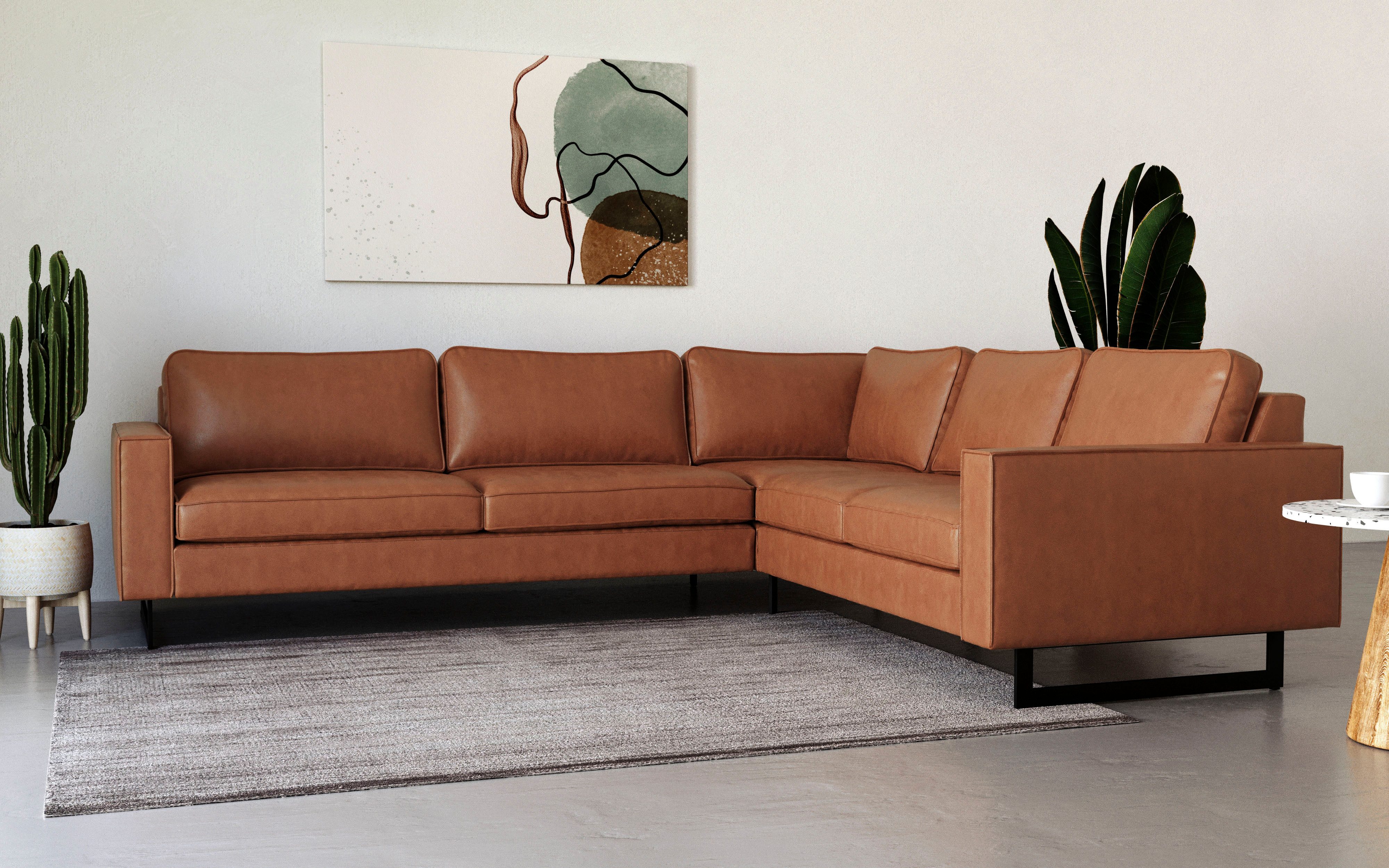 Places of Style Hoekbank Pinto, 250/290 cm, langere schenk, XXL, ottomaan bruin, hoekbanken, Lange zijde links