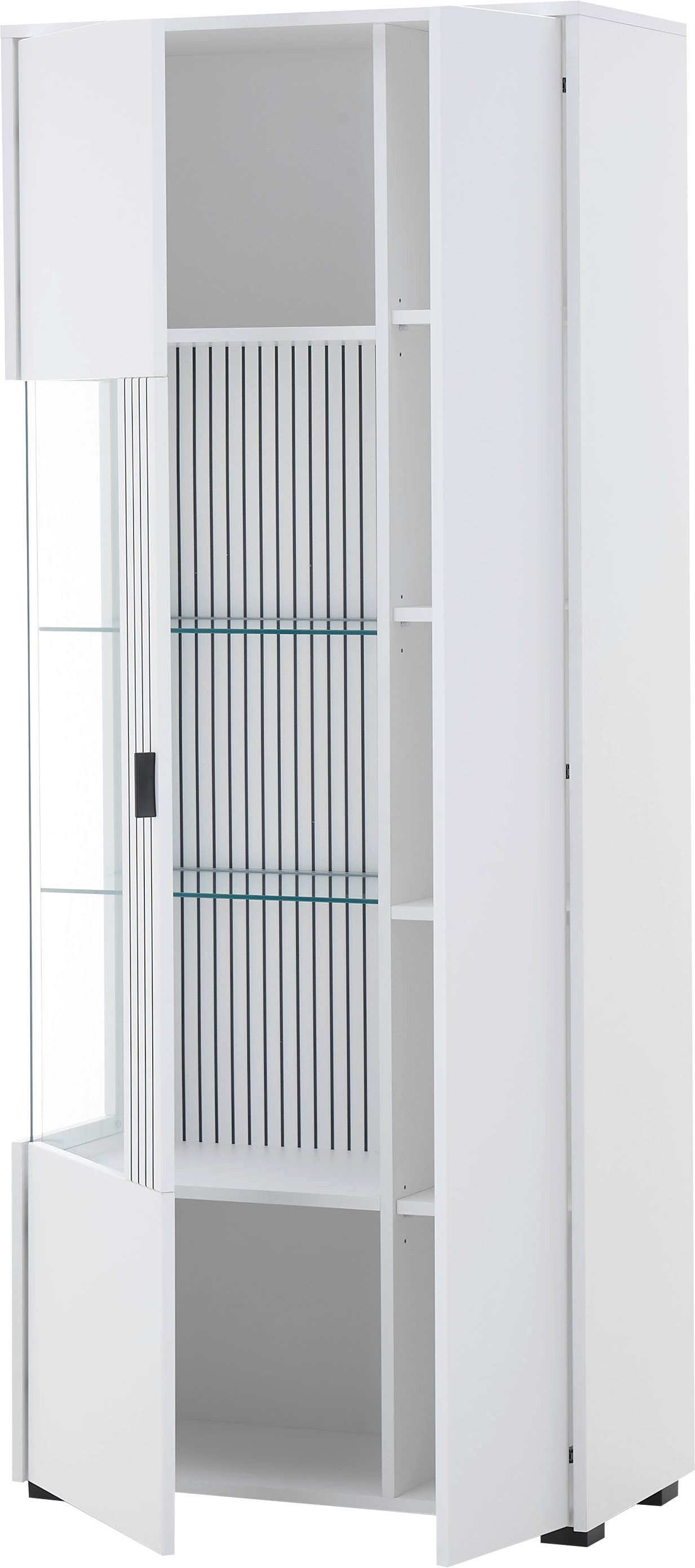 INOSIGN Vitrinekast Hudson, opberghangkast in moderne trendkleur, handgrepen van metaal (zwart), hoogte 180 cm