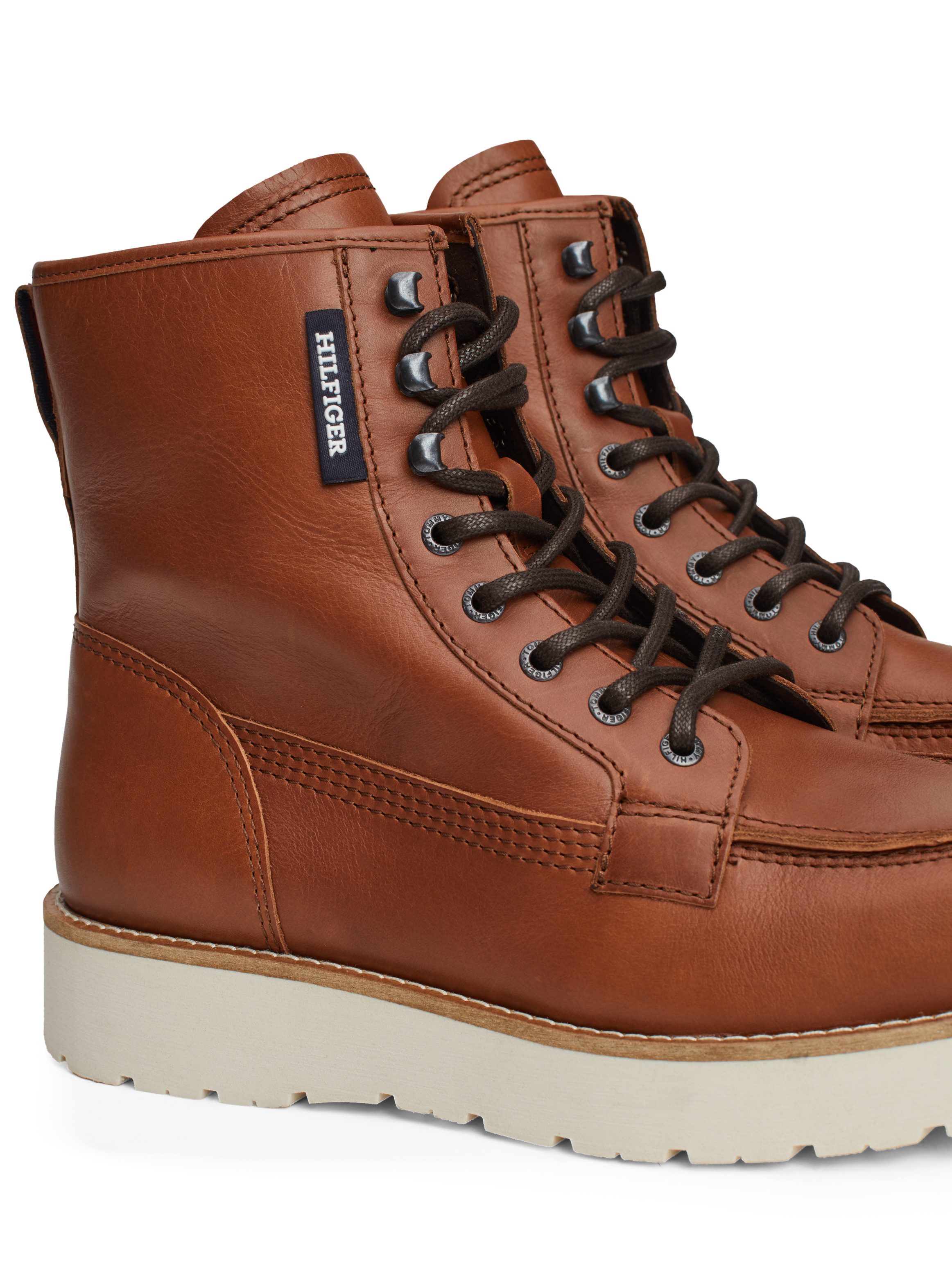 Tommy Hilfiger Veterschoenen TH AMERICAN PREM CHECK LTH BOOT , plateau, herfstmode, veterschoenen met label