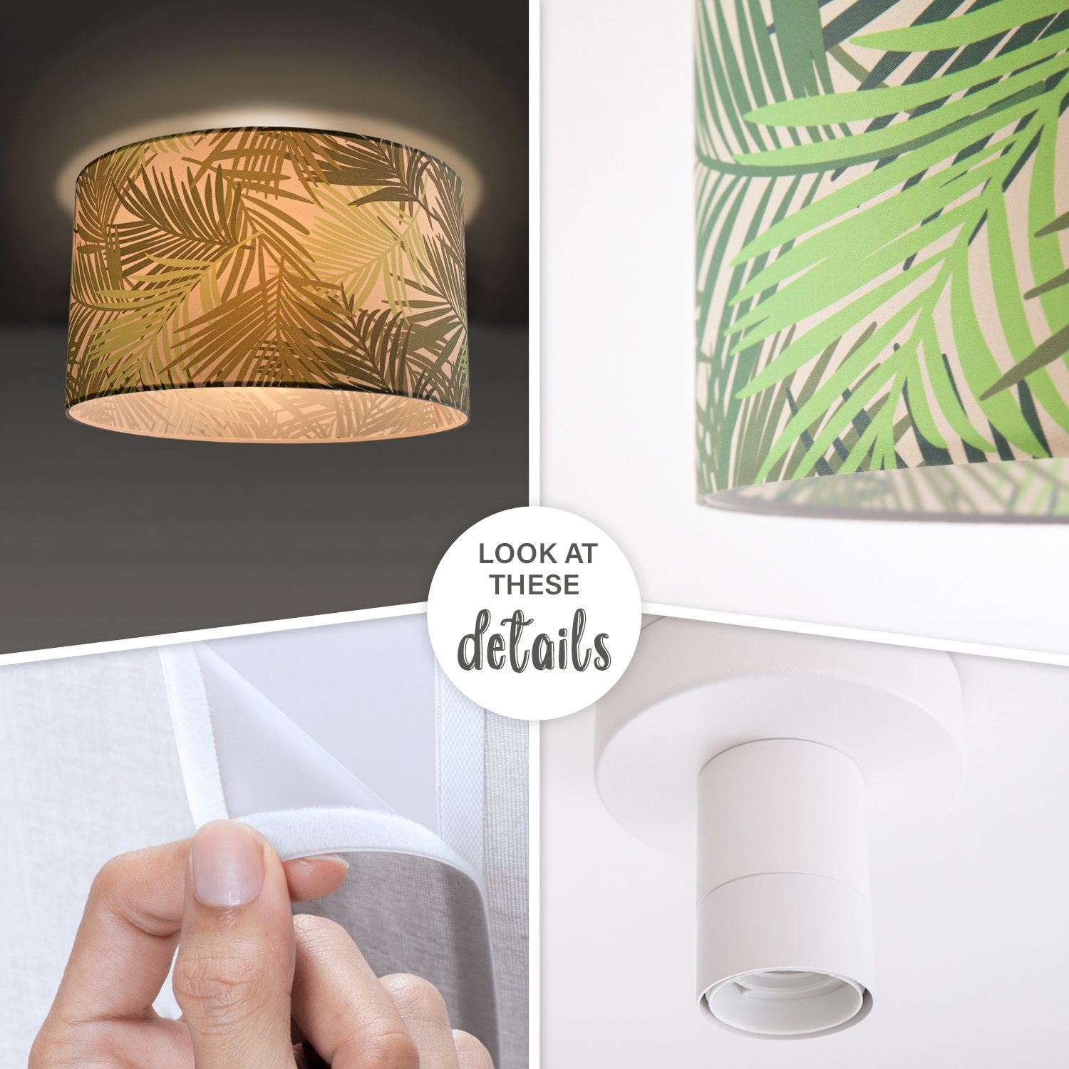 Paco Home Plafondlamp Oostende 534 Plafondlamp woonkamer lampenkap eettafel slaapkamer palm