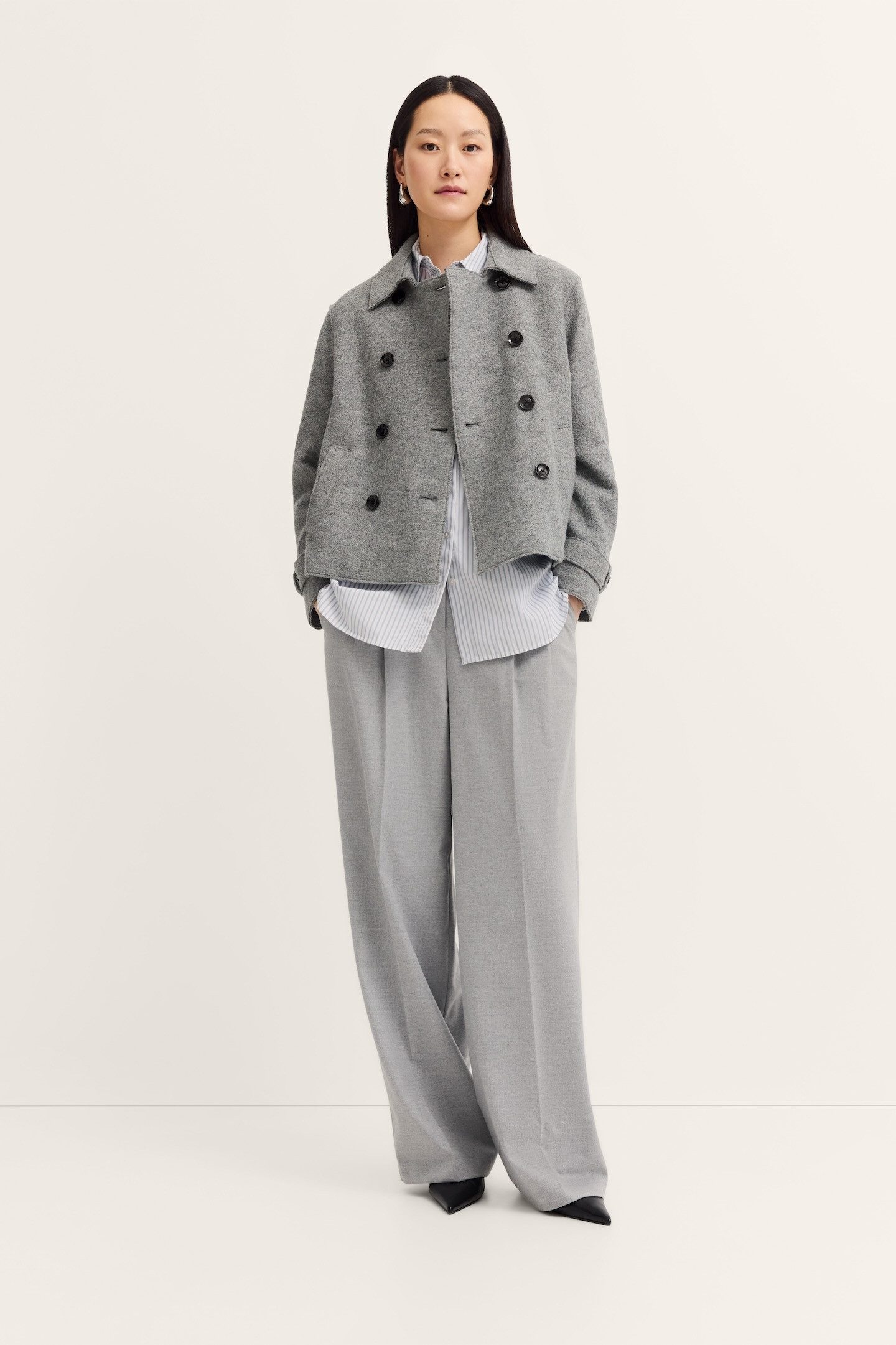 Bugatti Wollen jack Flexcity Stretch in losse fit met openkantig gekookte wol