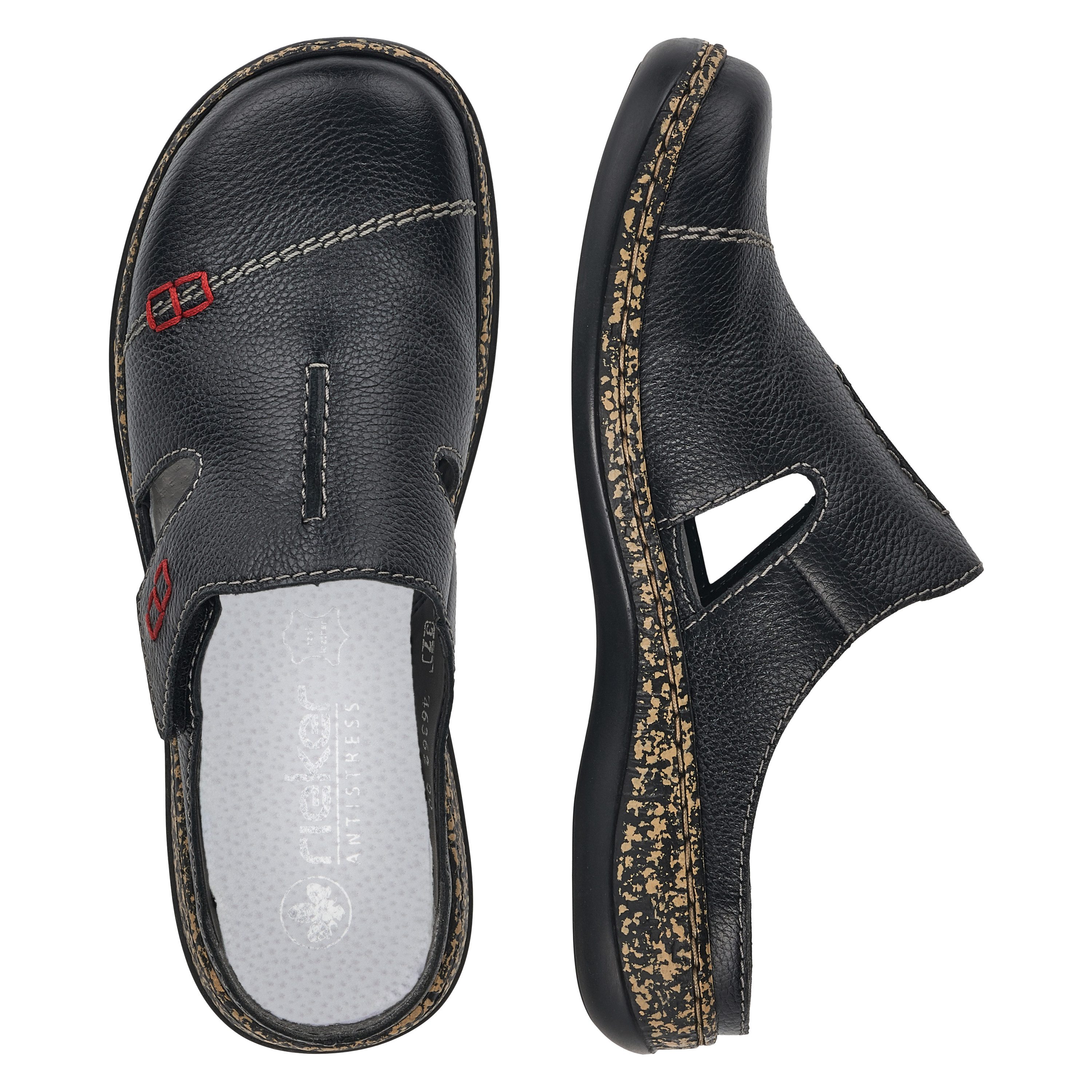 Rieker Clogs , pantoffel, zomerschoen, instapschoen met praktische klittenbandsluiting