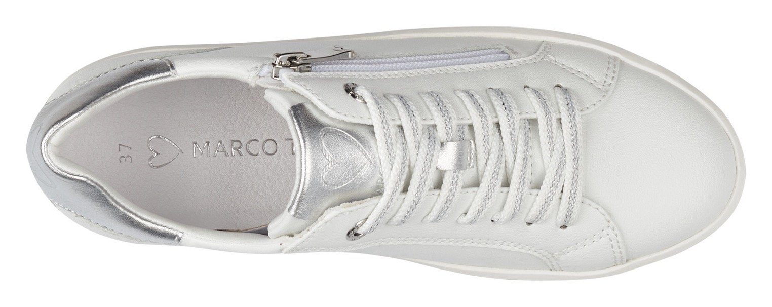 Marco Tozzi Plateausneakers vrijetijdsschoen, lage schoen, veterschoen met contrast bies