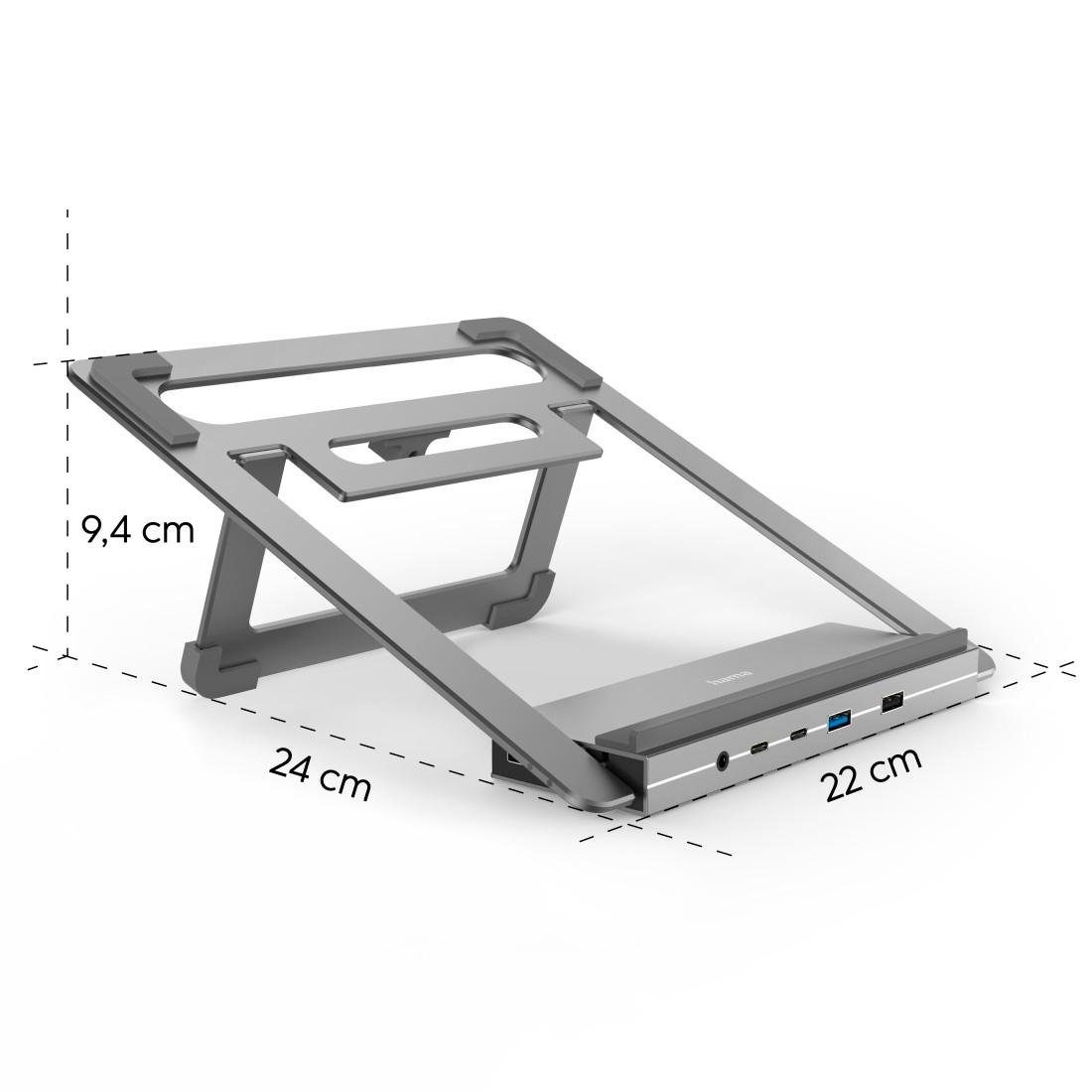 Hama Laptop-dockingstation USB-C dockingstation, stand notebook houder 12 poorten voor laptop 4x usb-a, 3x usb-c, 2x hdmi, 1x displayport, 1x lan, 1x 3,5mm audio aux