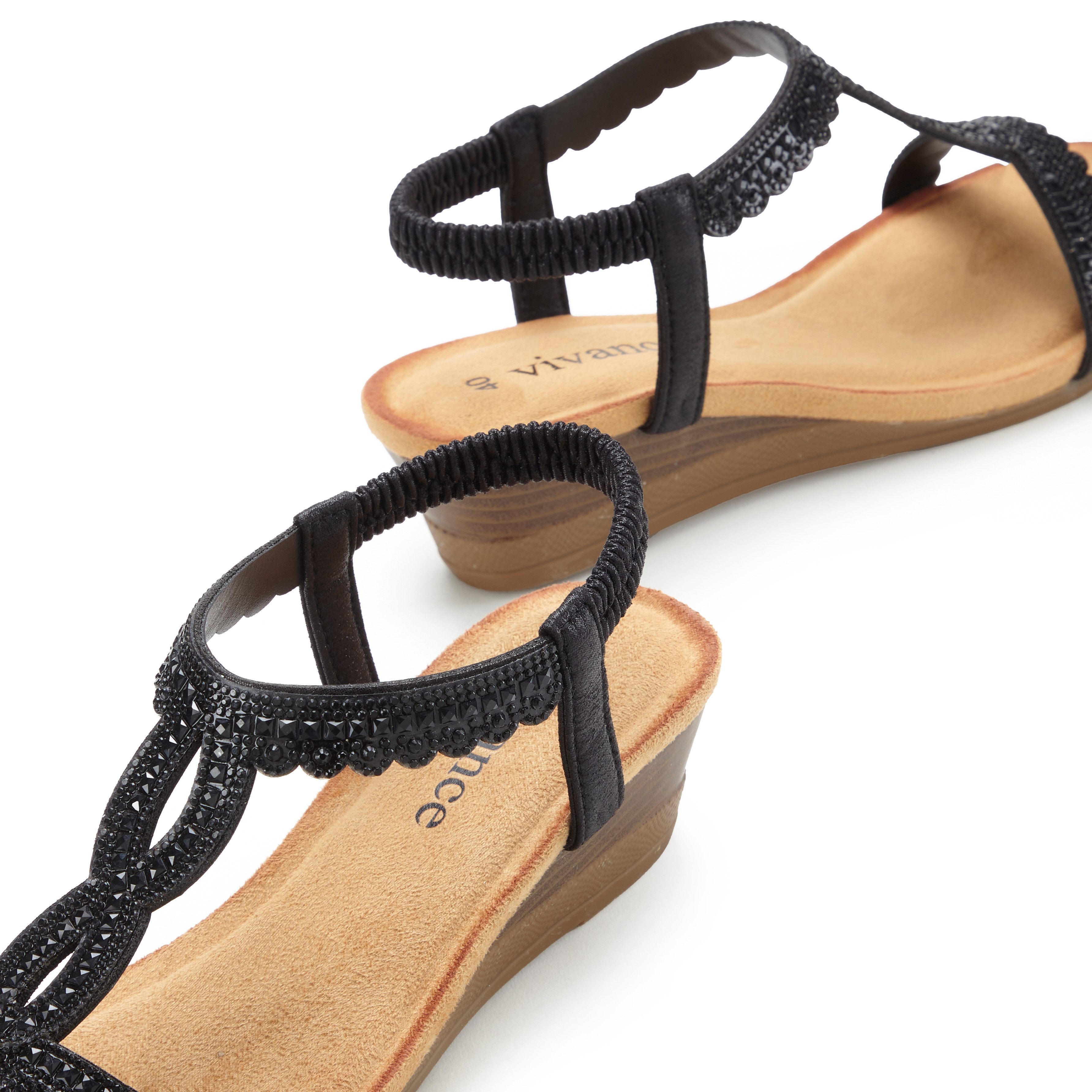 Vivance Sandaaltjes Zomerschoen Sandaal, zomerschoen met glinsterdetails en elastische bandjes VEGAN