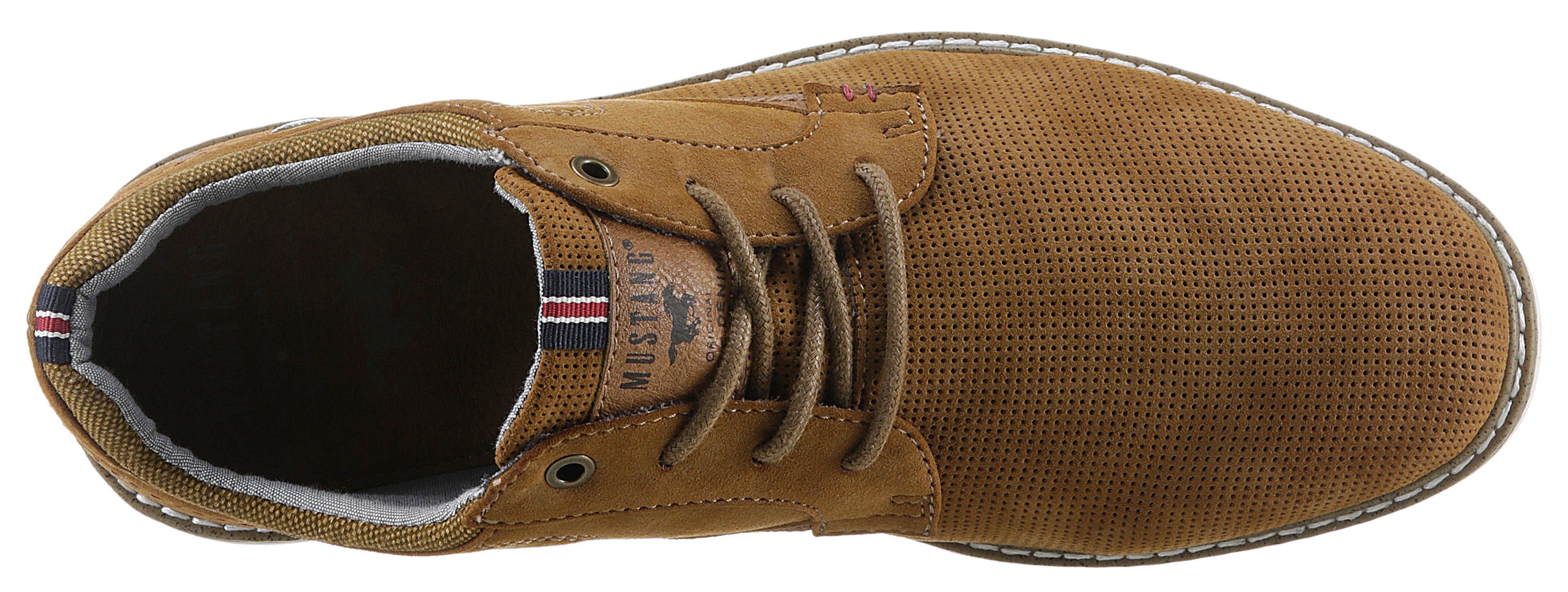 Mustang Shoes Veterschoenen , vrijetijdsschoen, lage schoen, veterschoen met perforatie
