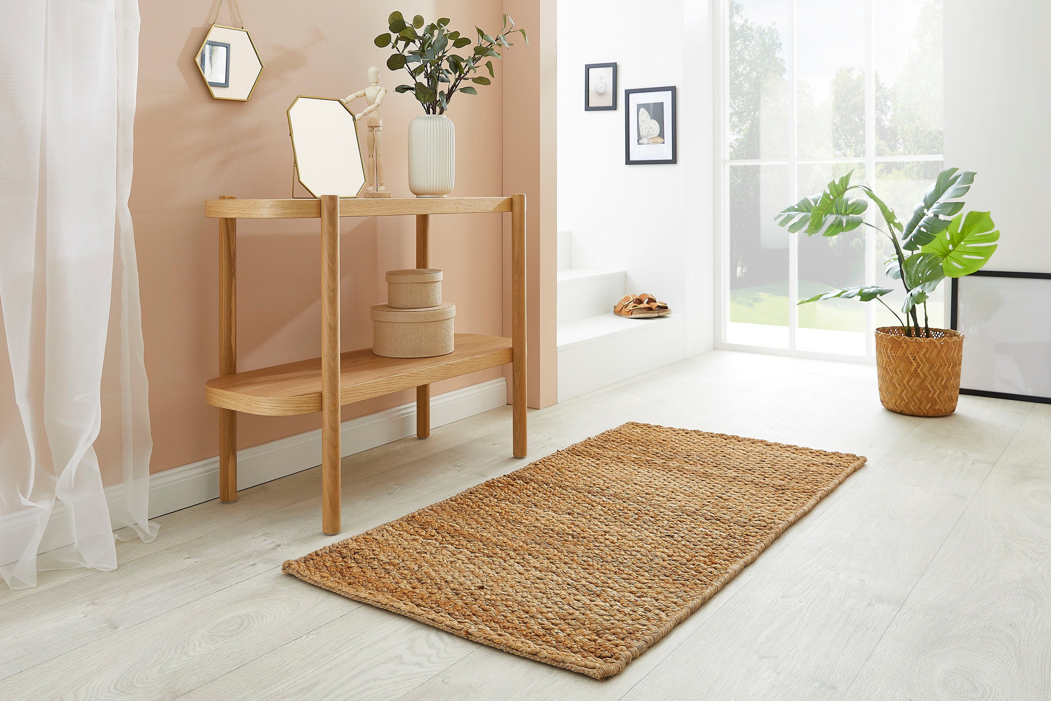 my home Vloerkleed Oda Vlakweefsel, van natuurlijke vezels, jute