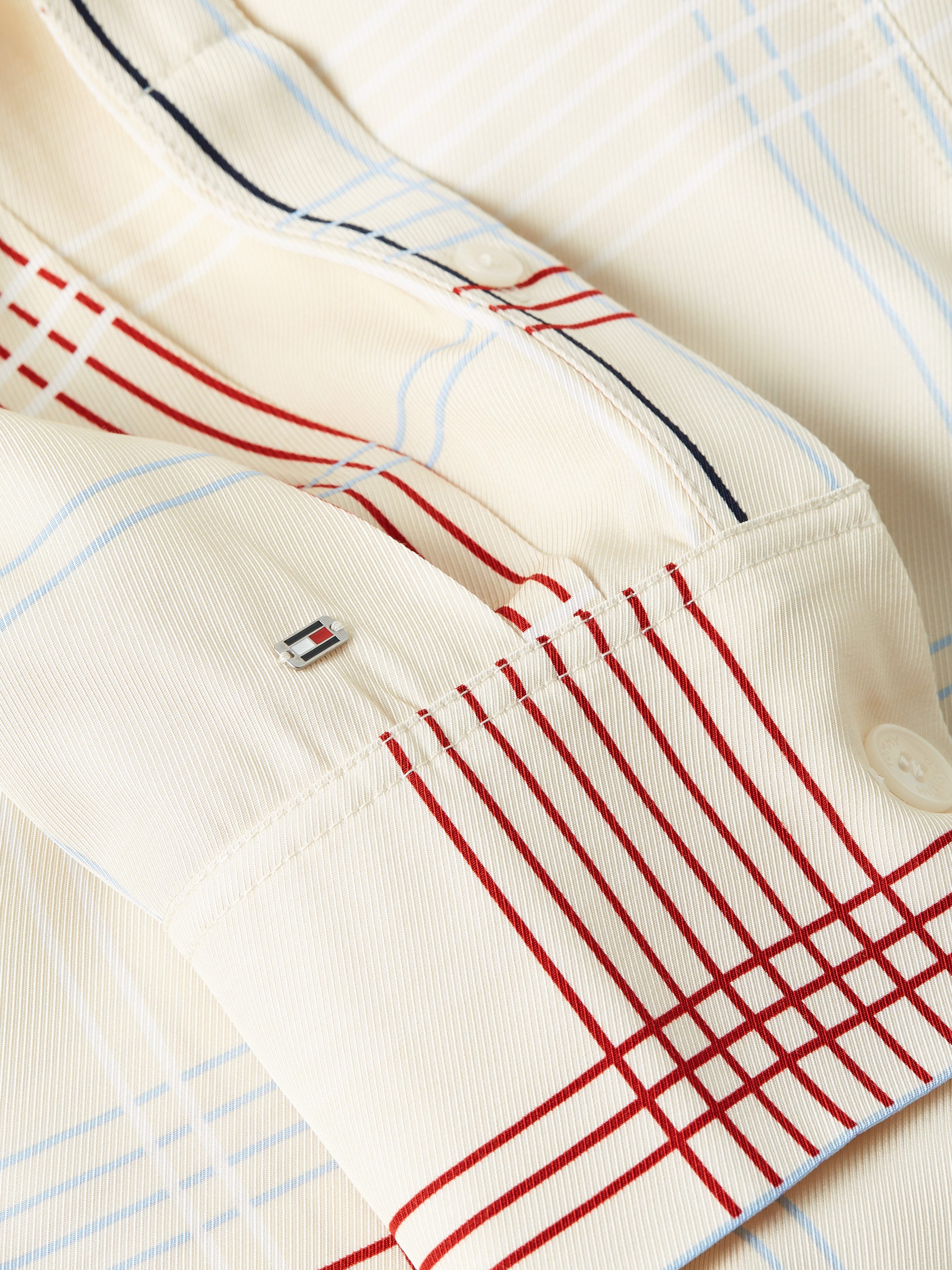 Tommy Hilfiger Blousejurk RWB CHECK FLUID MIDI DRESS (Global Serie TH VROUWEN)