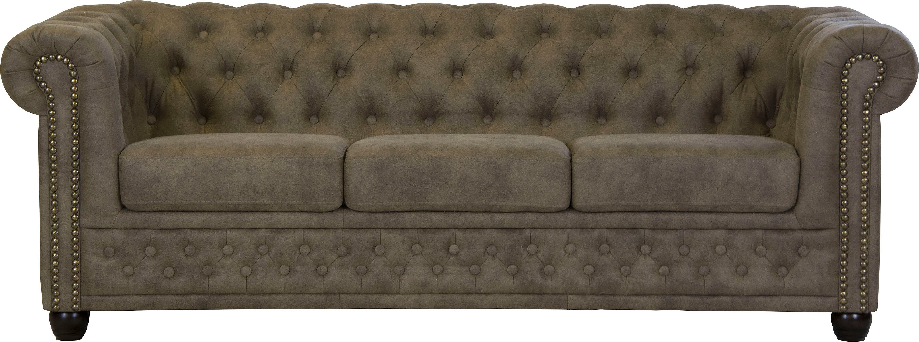 Premium collection by Home affaire 3-zitsbank Rysum Chesterfield-look, in 2 stofkwaliteiten