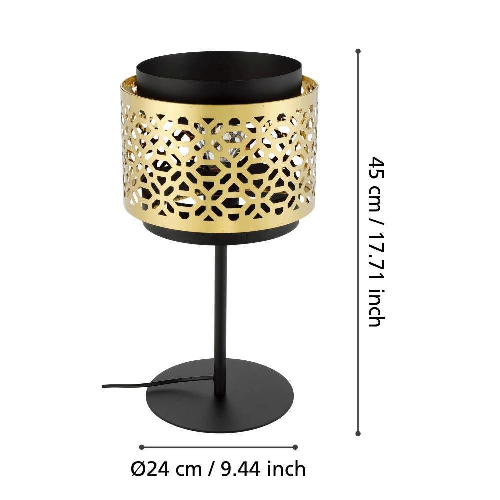 EGLO Tafellamp SANDBACH Nachtkastlamp, tafellamp van metaal en messing, E27 fitting (1 stuk)