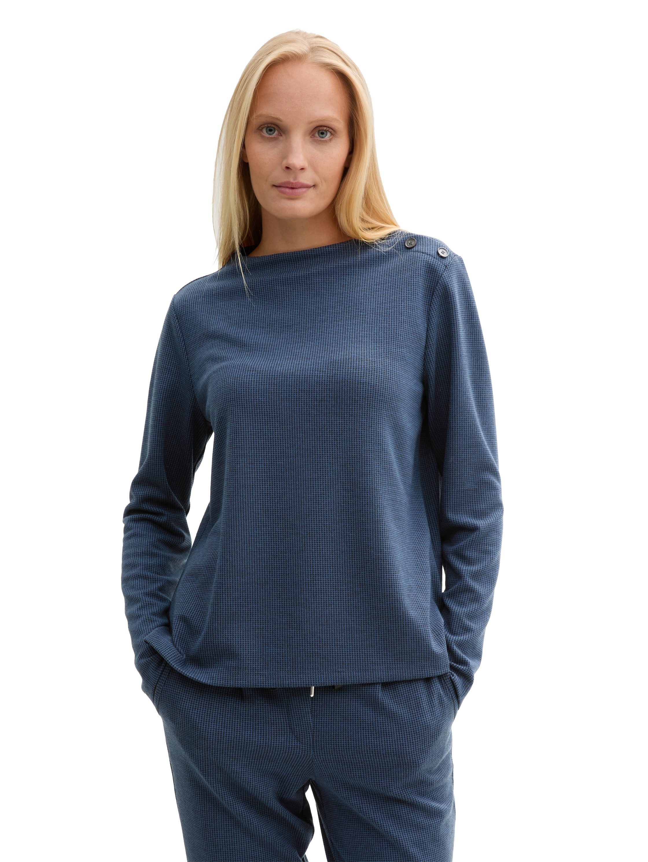 Tom Tailor Lang sweatshirt met knopen op de schouder