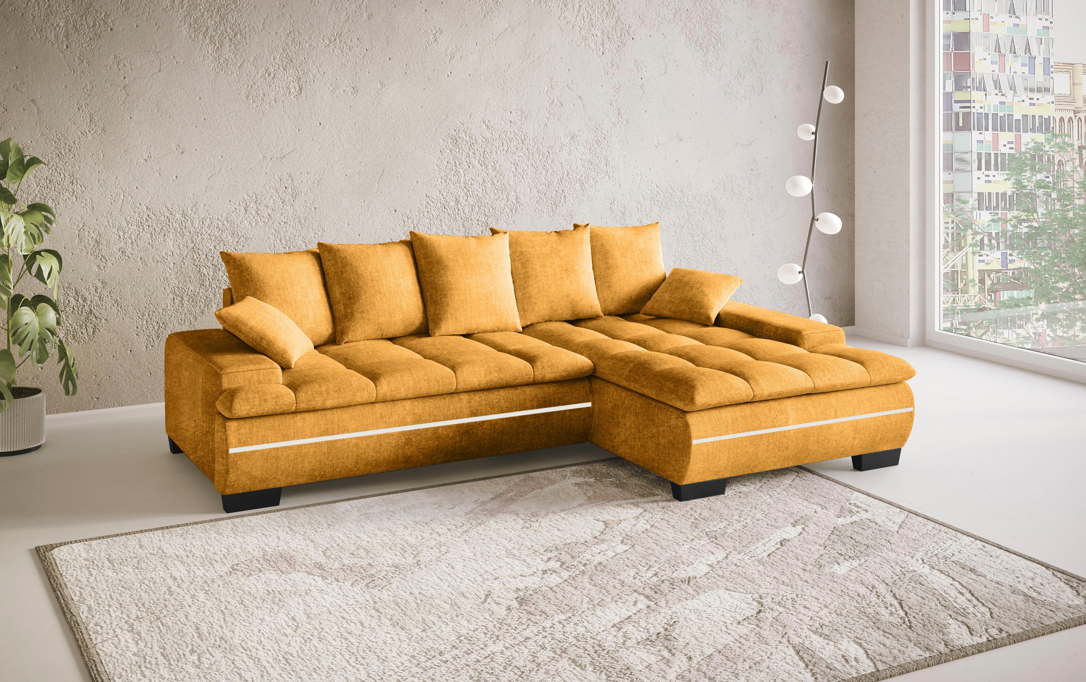 Mr. Couch Hoekbank Haiti II, L-vorm RGB-LED verlichting, koudschuim, optioneel met bed, bedlade