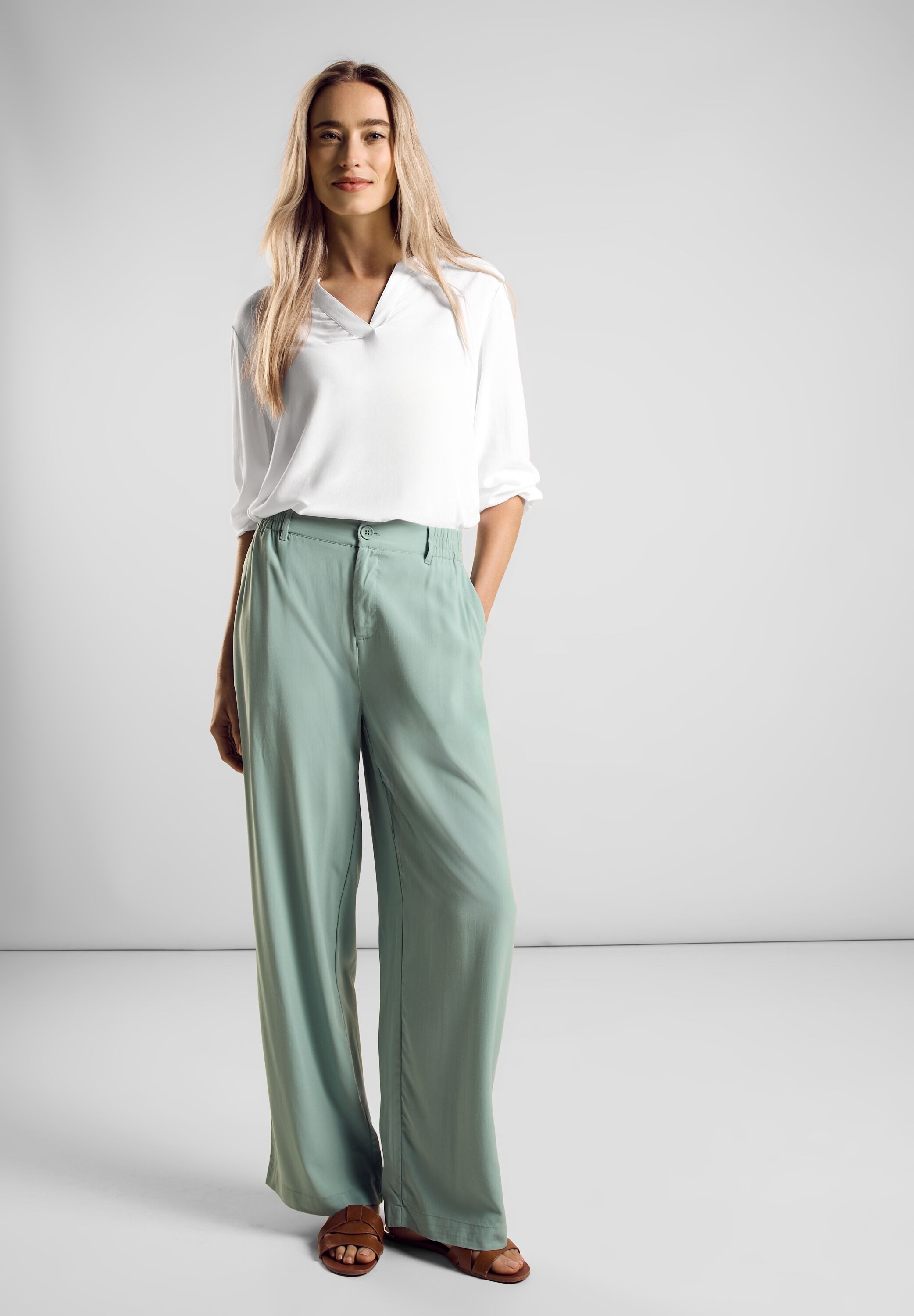 STREET ONE Tuniekshirt met materialenmix