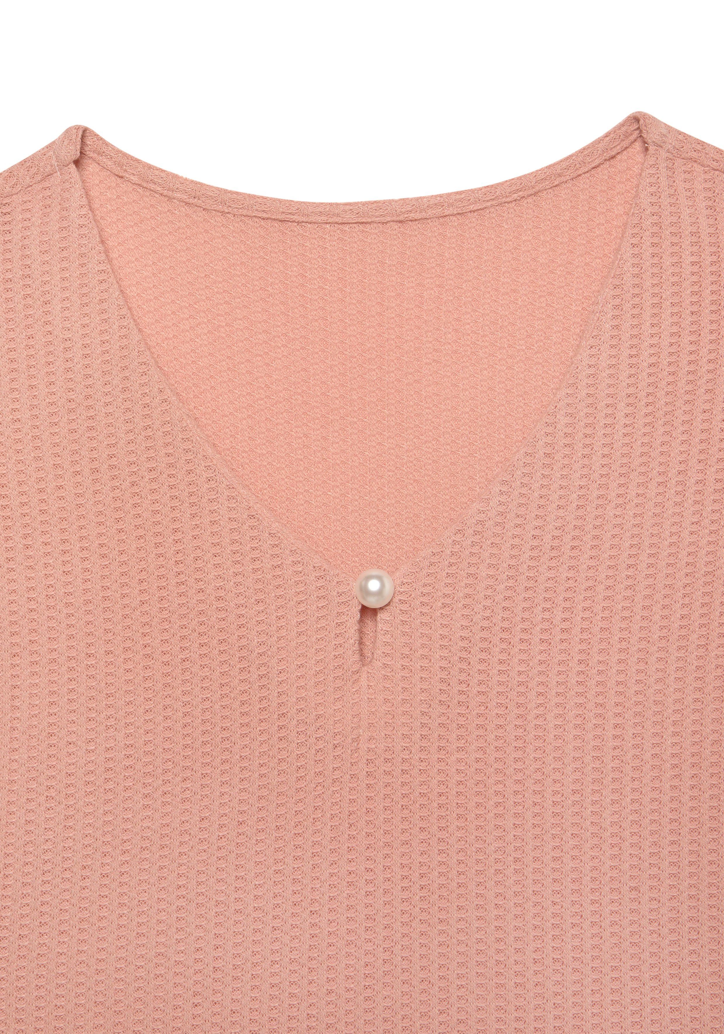 Lascana Shirt met korte mouwen Met sierkraaltje van zachte piquékwaliteit