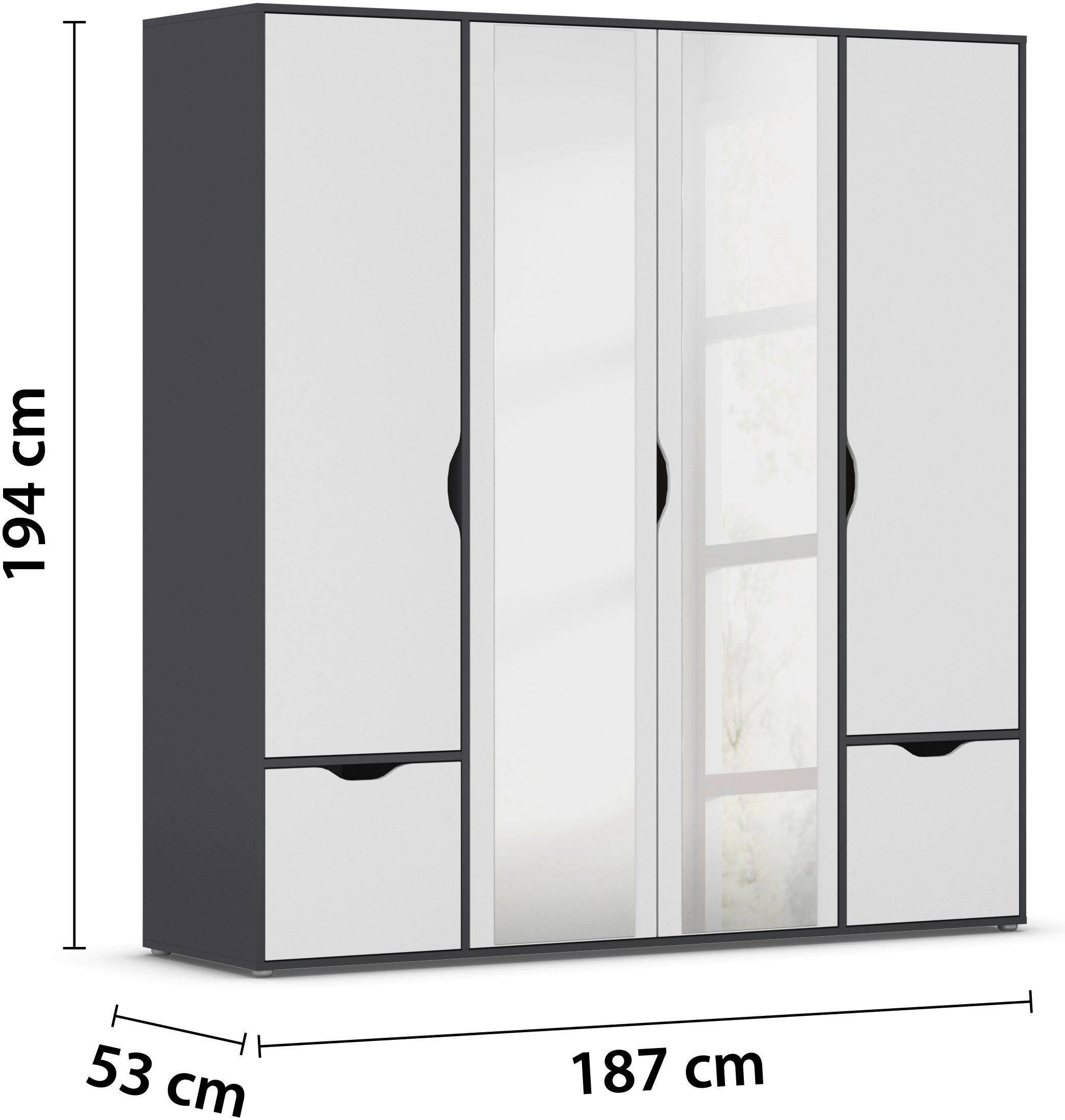 rauch Draaideurkast Kledingkast Kast Garderobe Wasmand NARAI met Laden Greefaansluitingen voor een greeploze look TOPSELLER MADE IN GERMANY