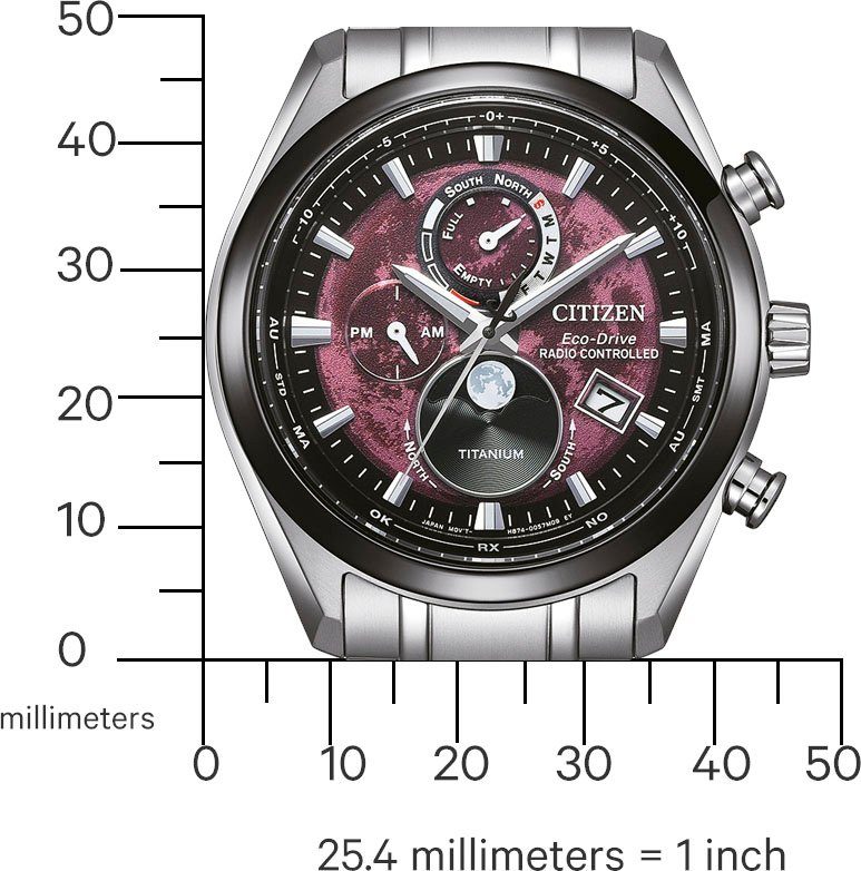 Citizen Radiografische chronograaf Tsuki-yomi Polshorloge, herenhorloge, solar, titanium, stopwatchfunctie, maanfase