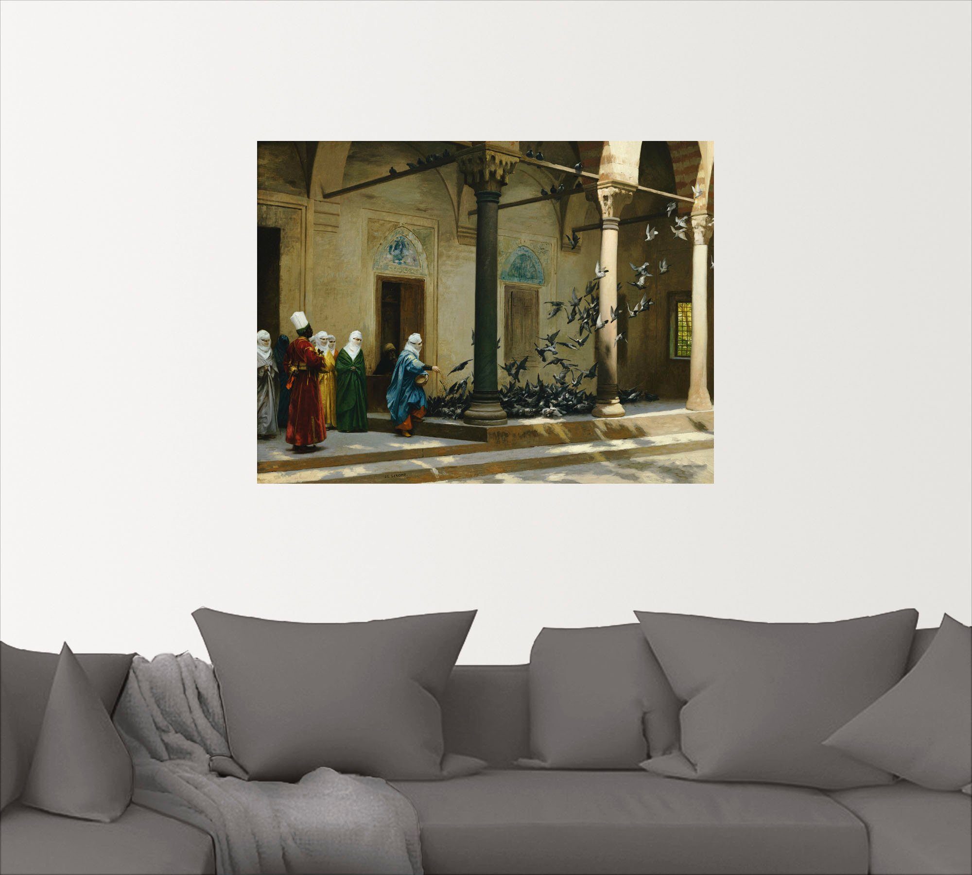 Artland Artprint Haremsdames die duiven voeren. als artprint op linnen, muursticker of poster in verschillende maten