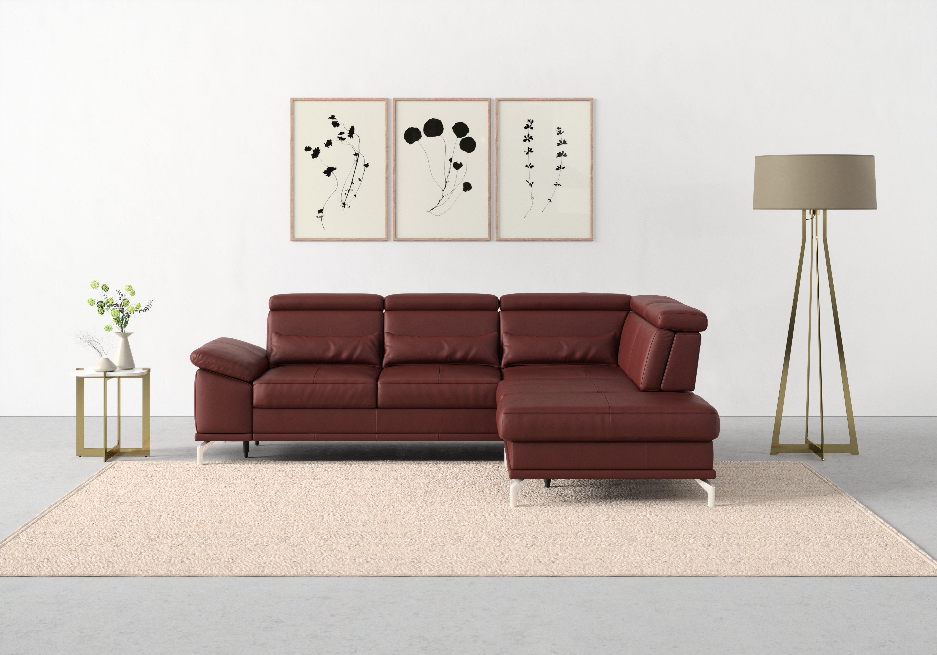 sit&more Hoekbank Cabrio L-vorm, met zitdiepteverstelling, arm- en hoofdsteunverstelling