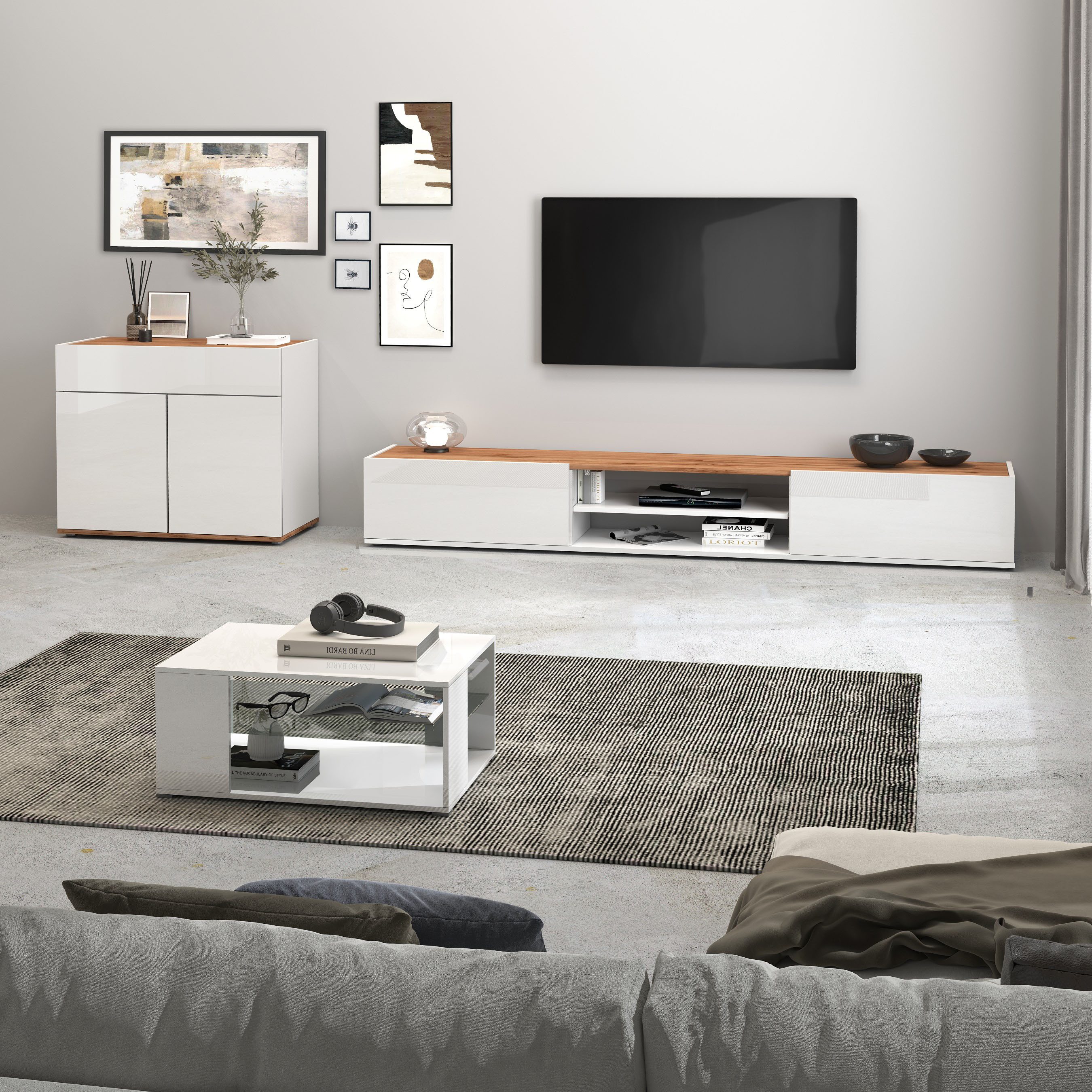 INOSIGN Dressoir Garda, Ladekast, Kast, Buffet 2 deuren, 1 lade, greeploos breedte 80,9 cm