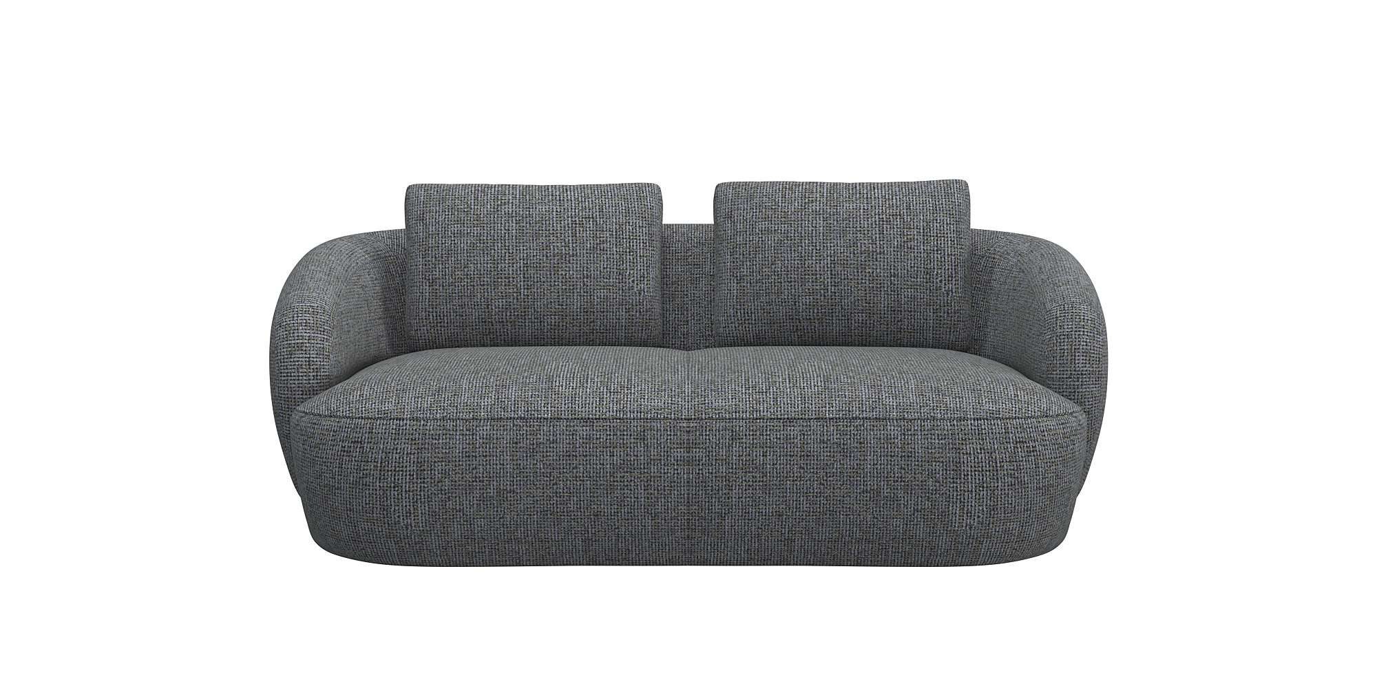 FLEXLUX 2,5-zits Torino, rond, bank, loveseat Modern, organisch bankontwerp, koudschuim, golfvering groen, 2-zitsbanken, 186 cm