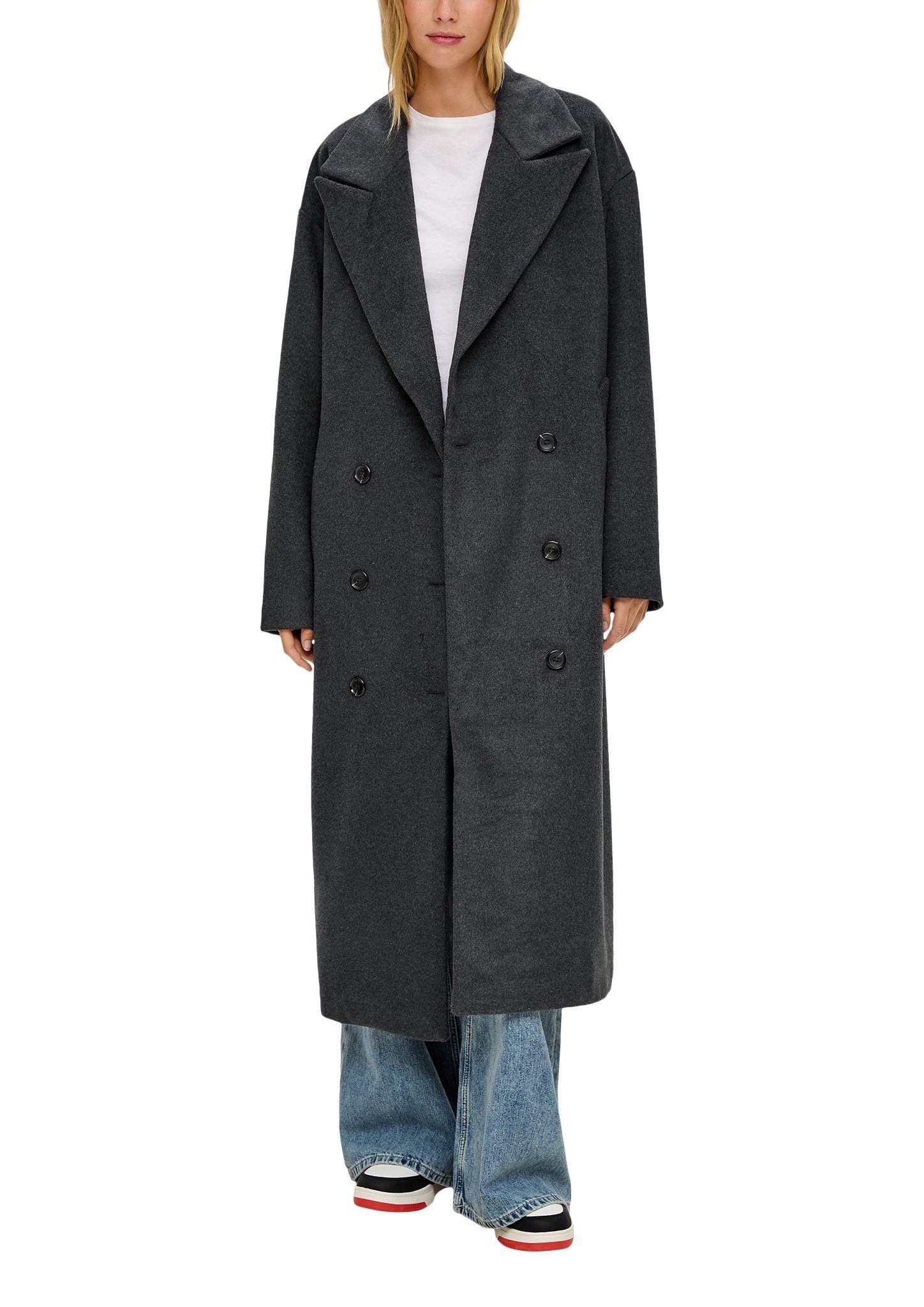 Q/S designed by Lange jas met knoopsluiting dames lange jassen maat L (40) grijs
