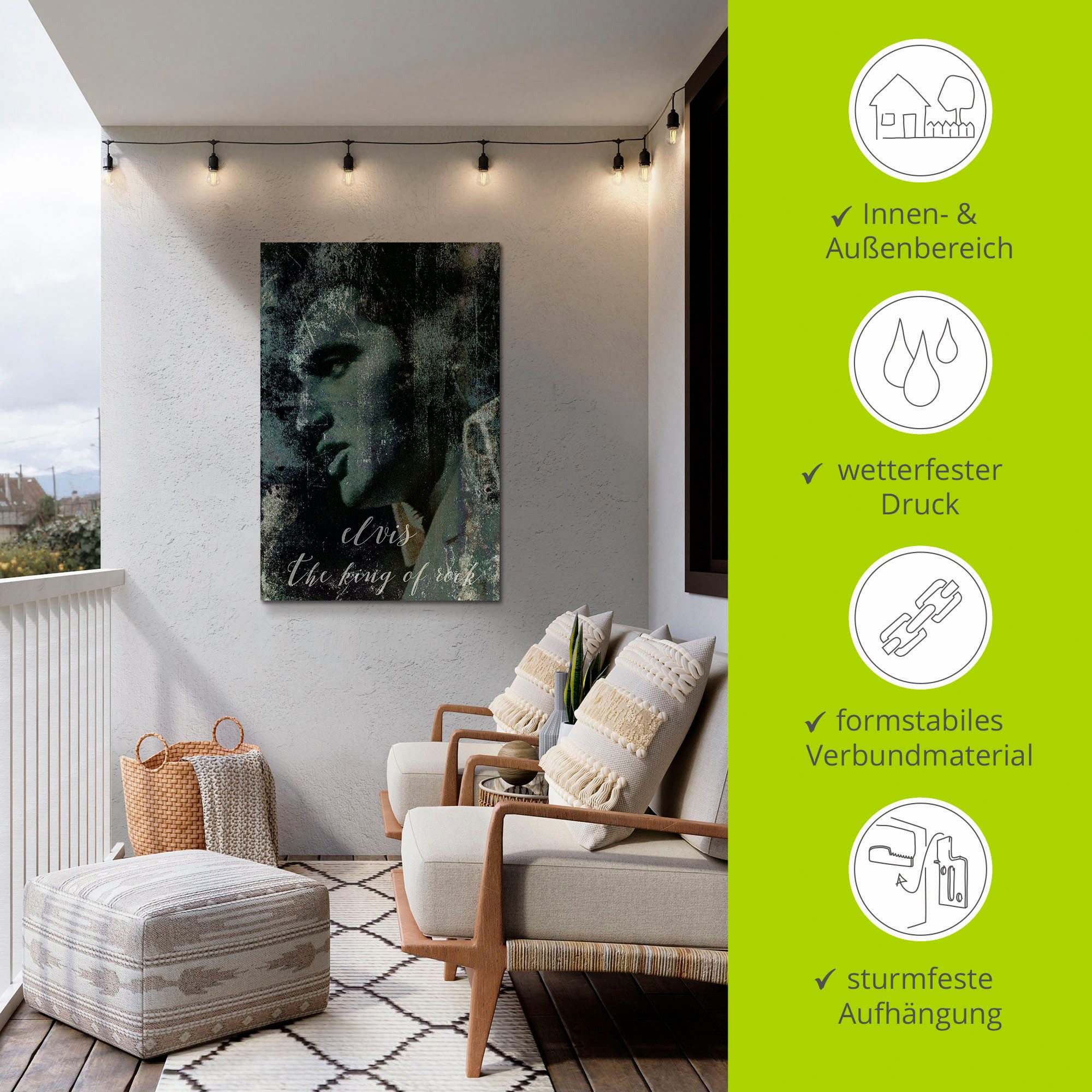 Artland Artprint Elvis the King als artprint van aluminium, artprint voor buiten, artprint op linnen, poster, muursticker